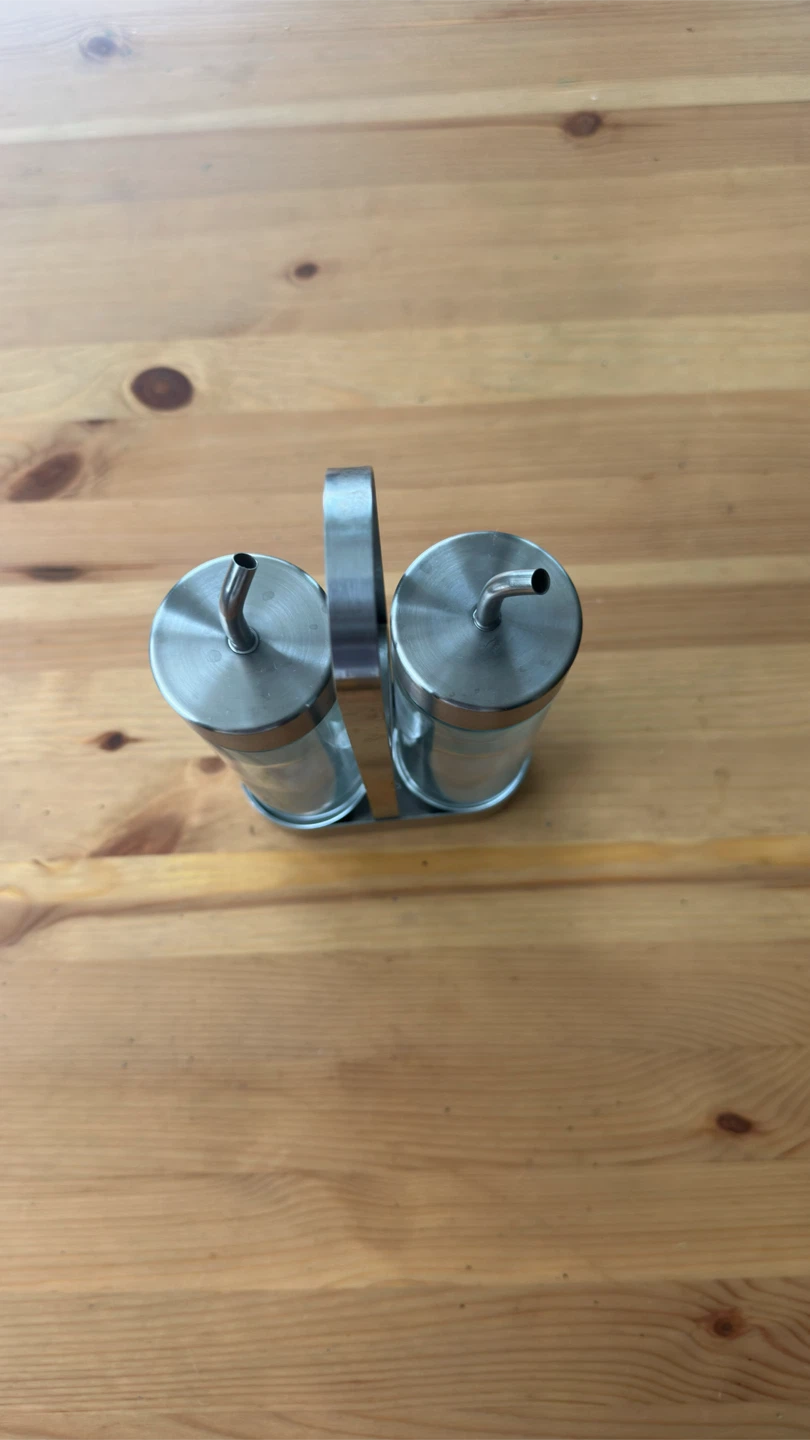Glass Oil and Vinegar Dispenser Set with Metal Caddy - photo 2