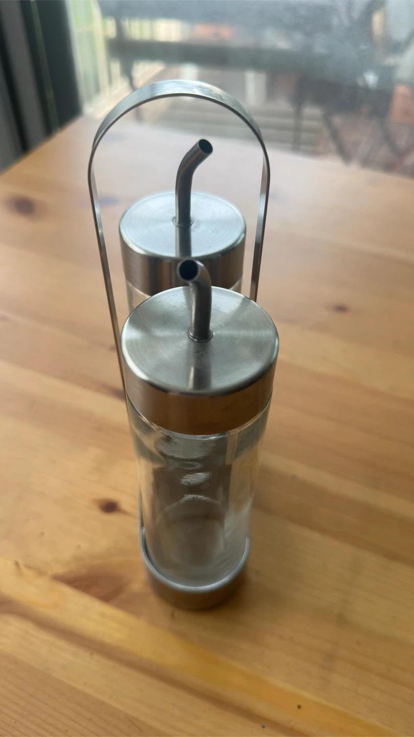 Glass Oil and Vinegar Dispenser Set with Metal Caddy - photo 3