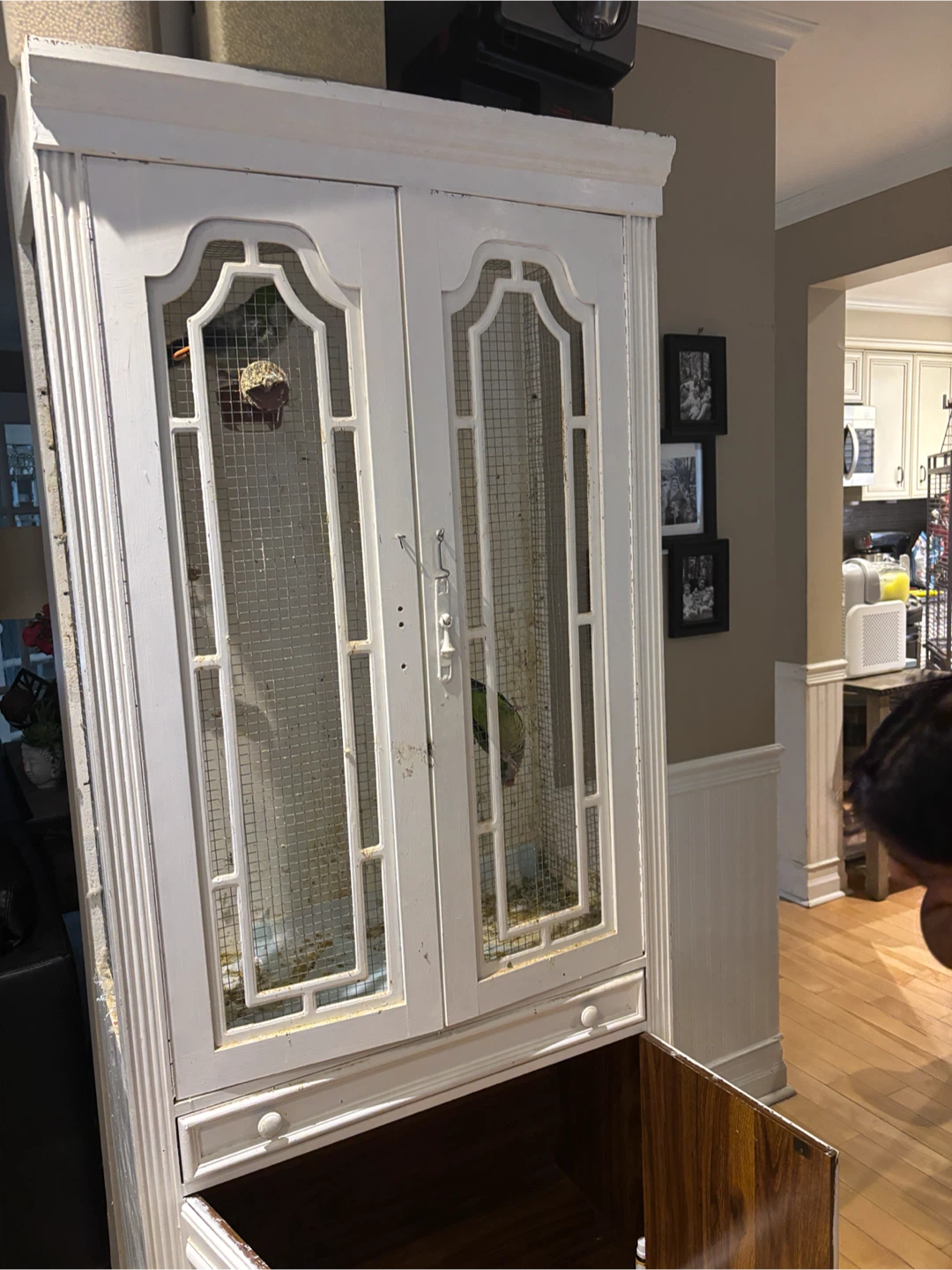 White Bird Cage Cabinet