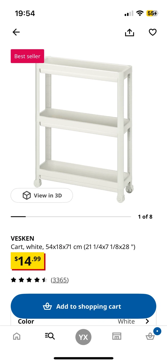 2 IKEA VESKEN Cart - White