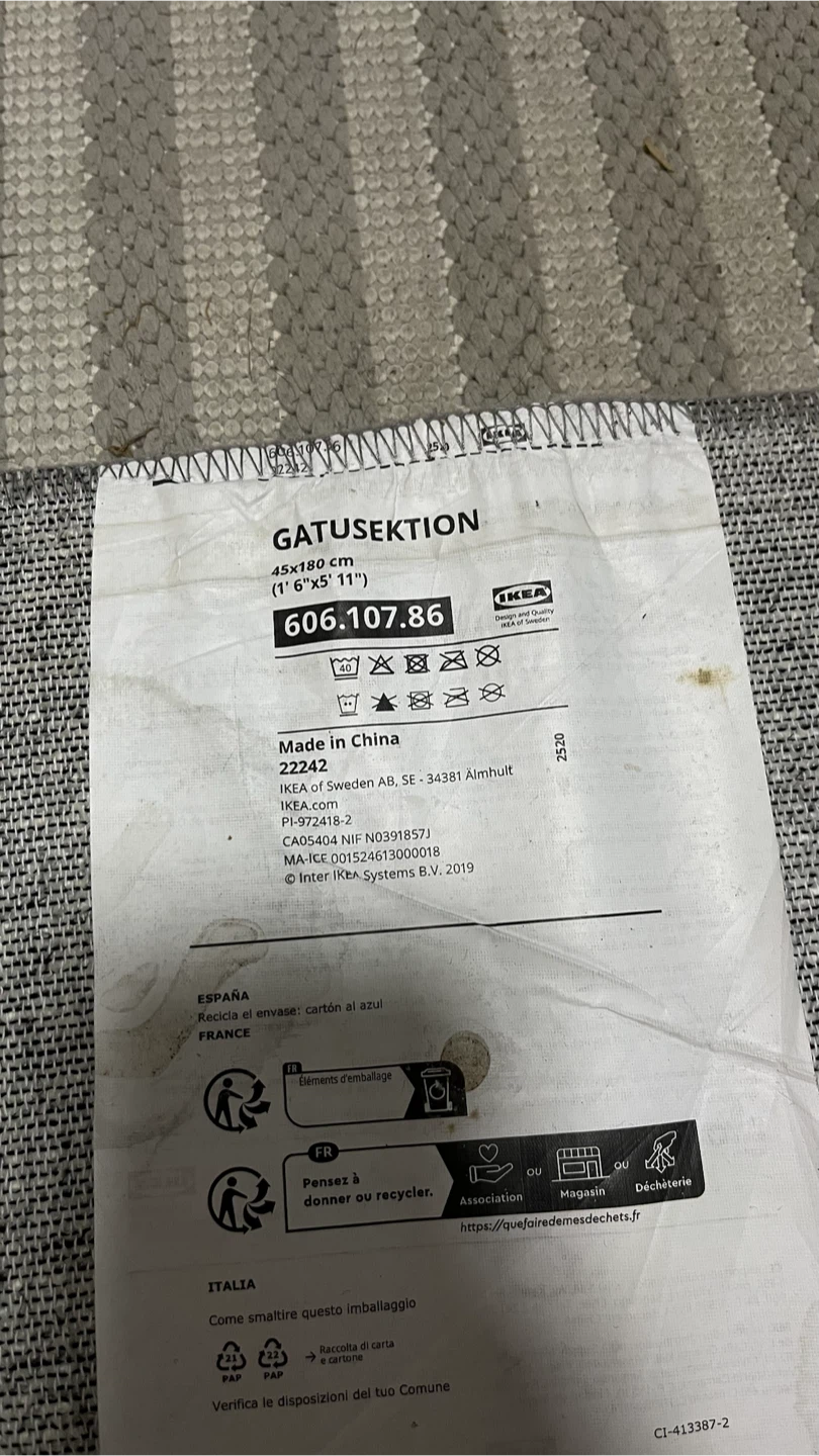 IKEA GATUSEKTION Kitchen Mat Gray/Check 45x180 cm - photo 2