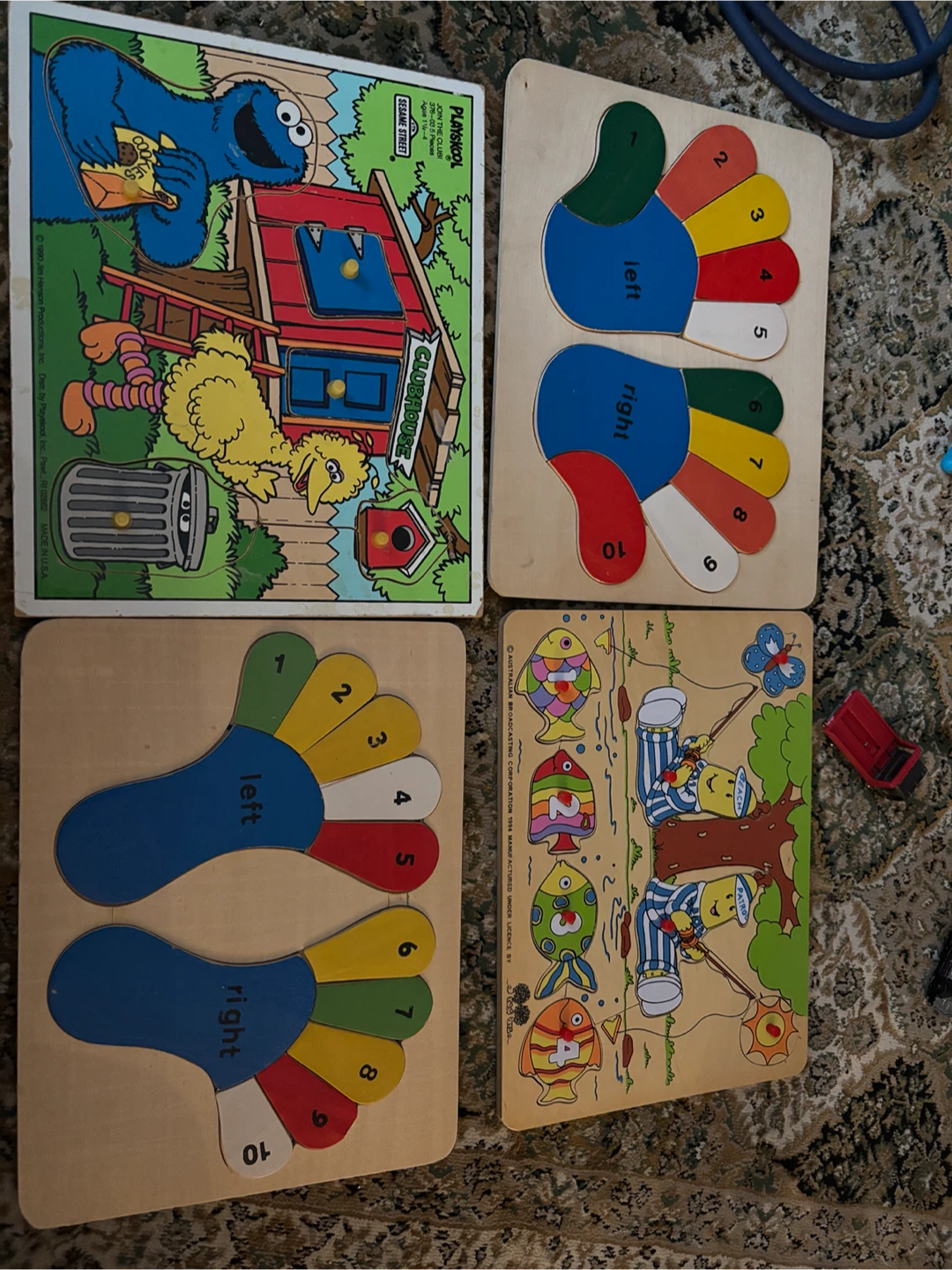 Playskool Sesame Street & Foot/Hand Puzzles - Lot of 3