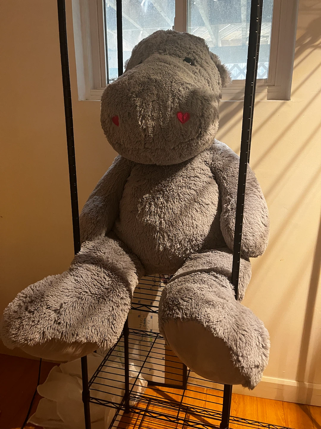 Giant Grey Plush Hippo Stuffed Animal