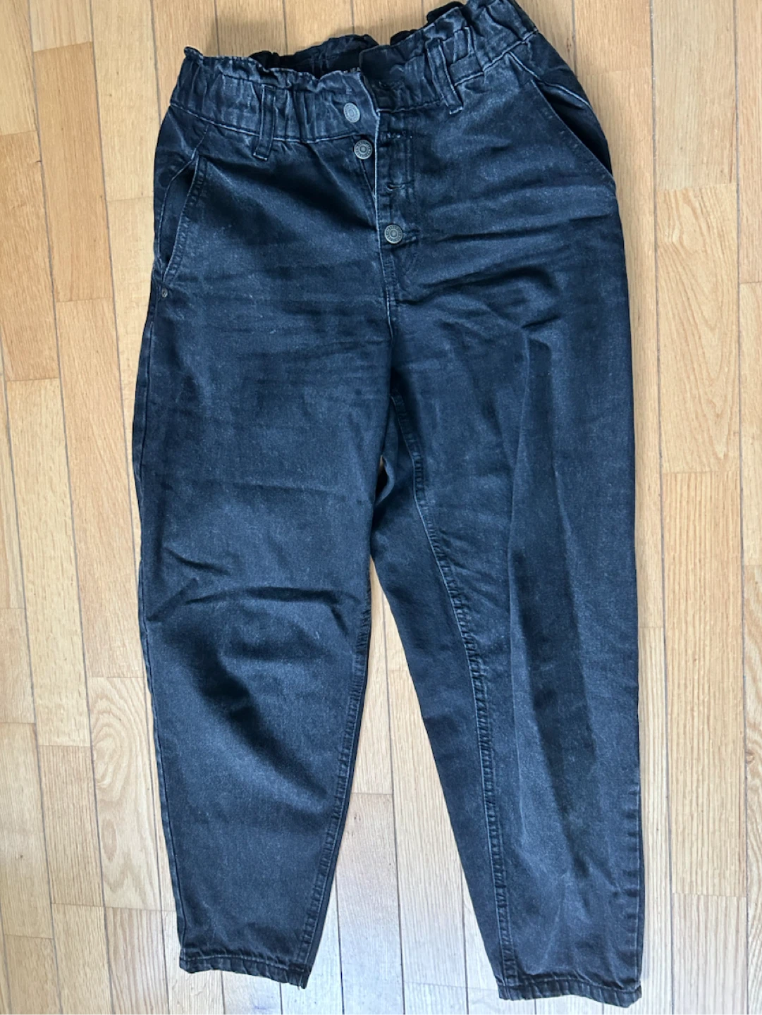 Black high-waisted denim pants