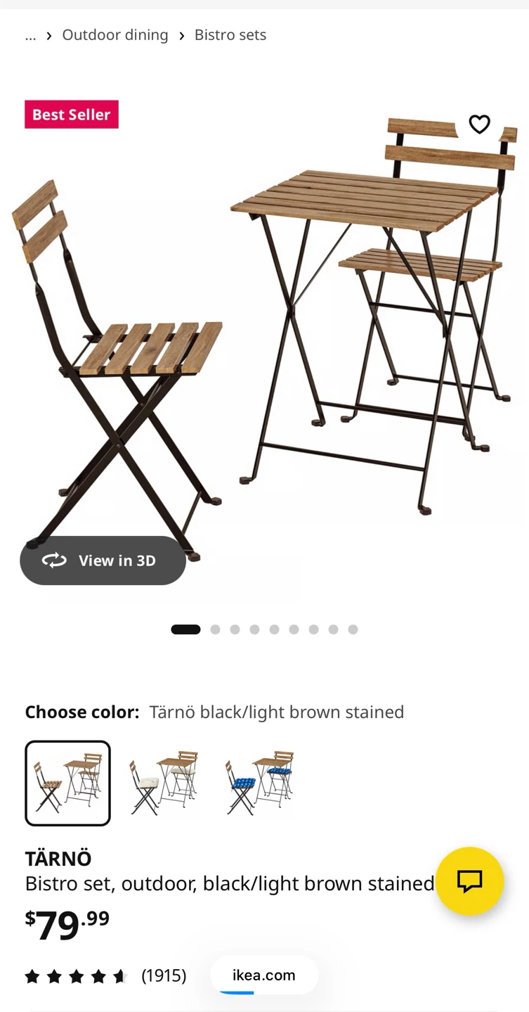 IKEA Tärnö Bistro Set - Outdoor Table & Chairs
