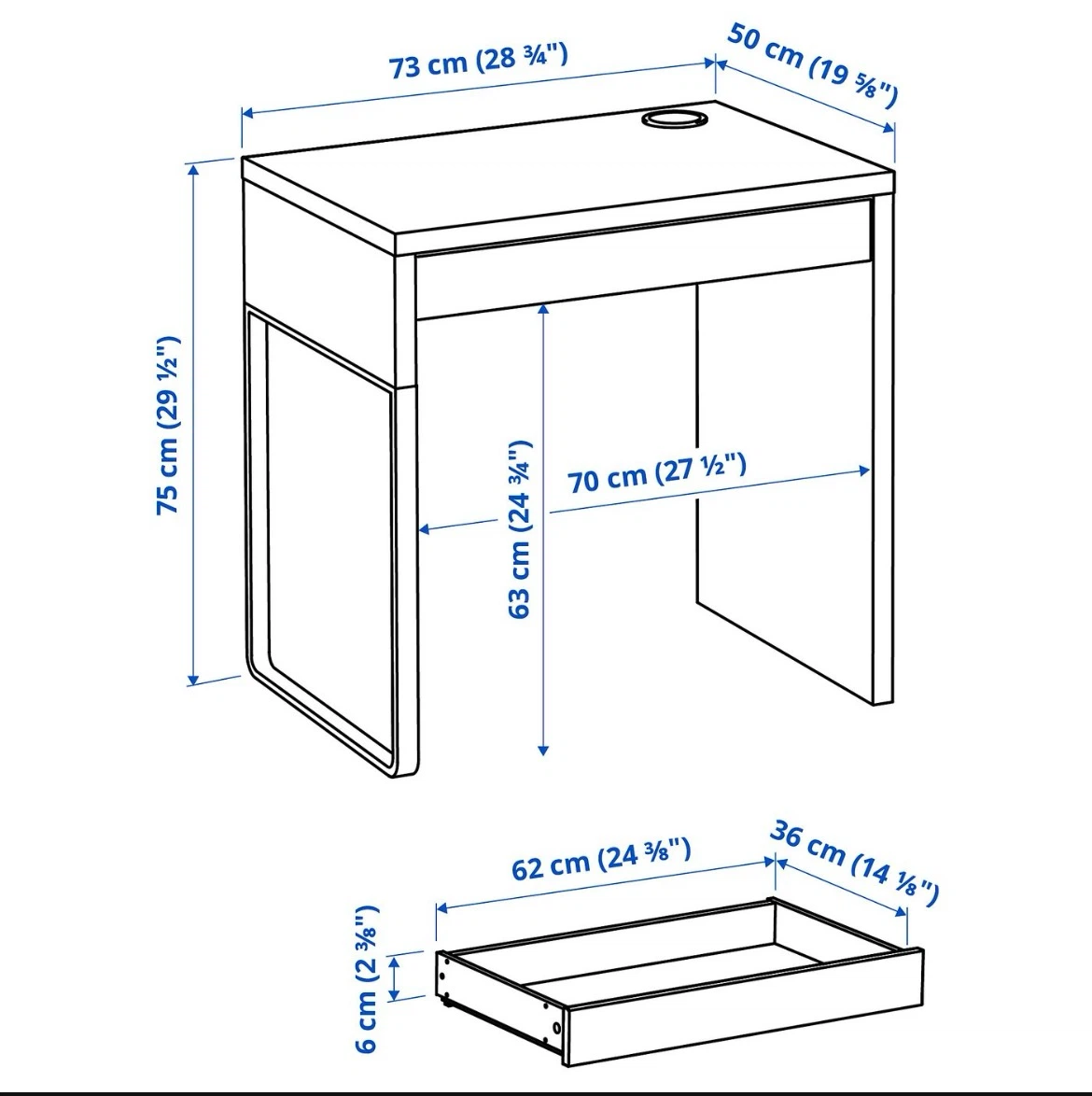 Dark Wood Desk with Drawer - photo 4