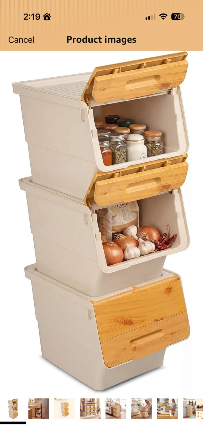 Storage Bins Set of 3 Stackable Rolling - photo 2