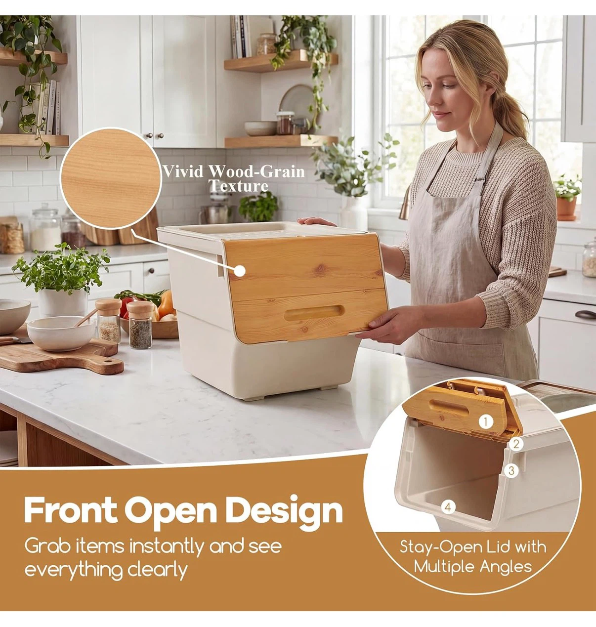 Storage Bins Set of 3 Stackable Rolling - photo 3