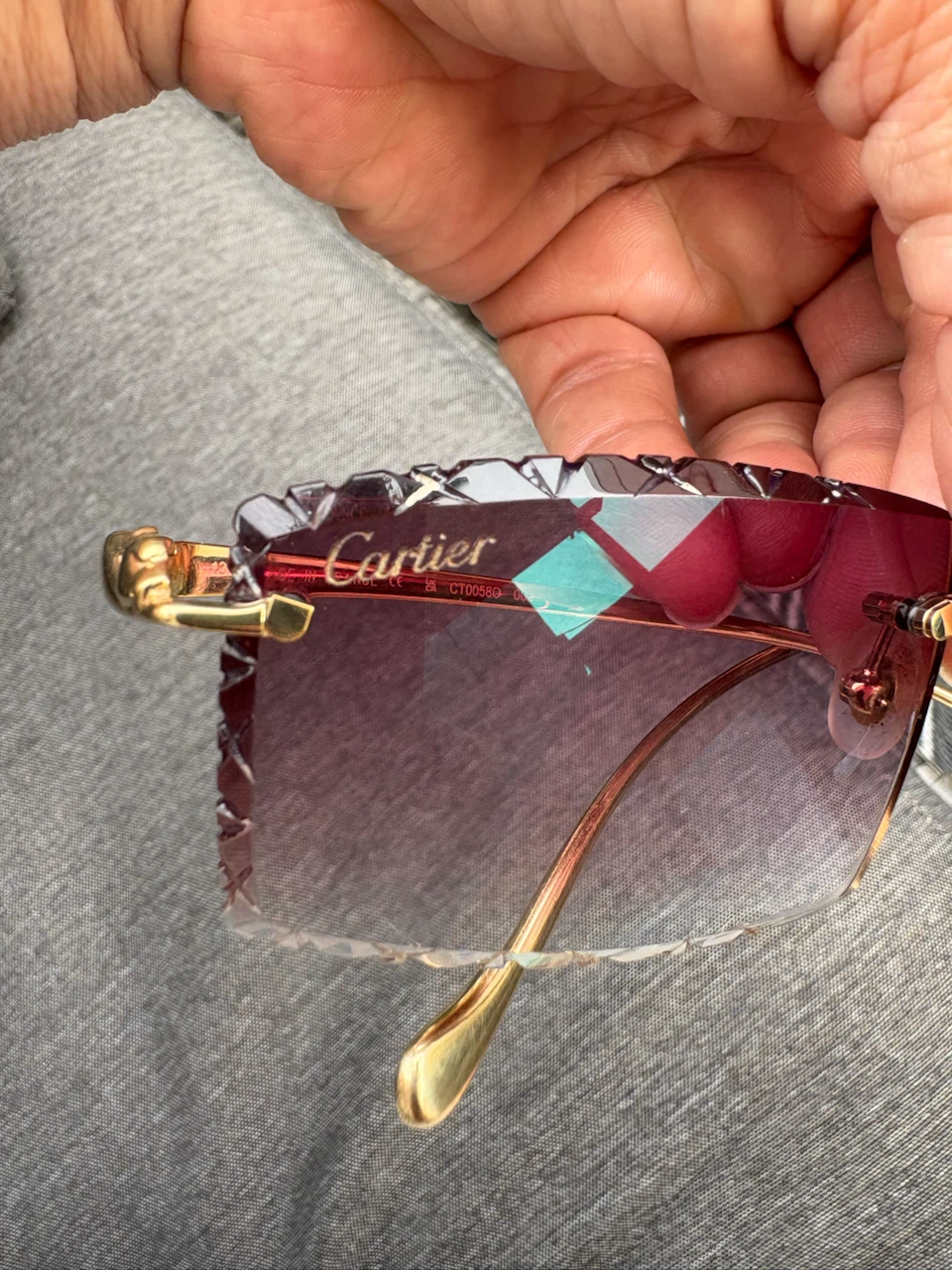 Cartier Rimless Sunglasses - Gold & Red Gradient - photo 2