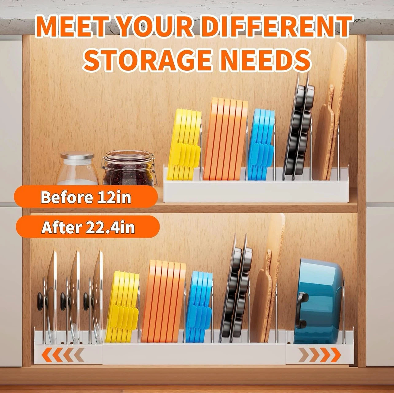 Adjustable Pot Lid and Pan Organizer Rack - photo 3