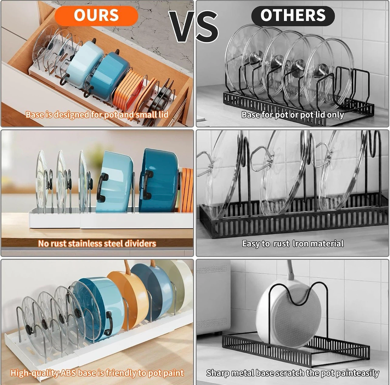 Adjustable Pot Lid and Pan Organizer Rack - photo 5