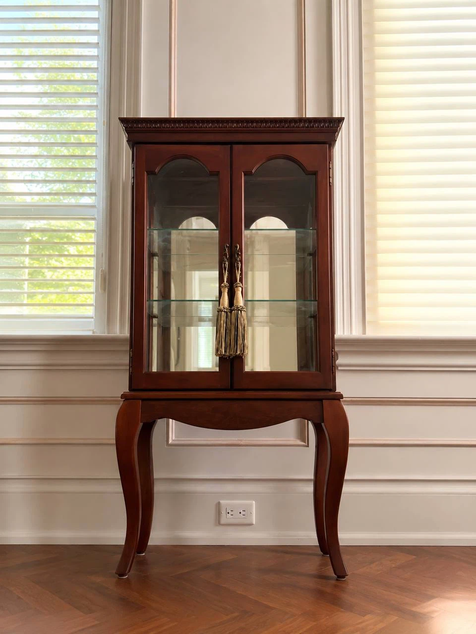 Wood Display Cabinet with Glass Doors