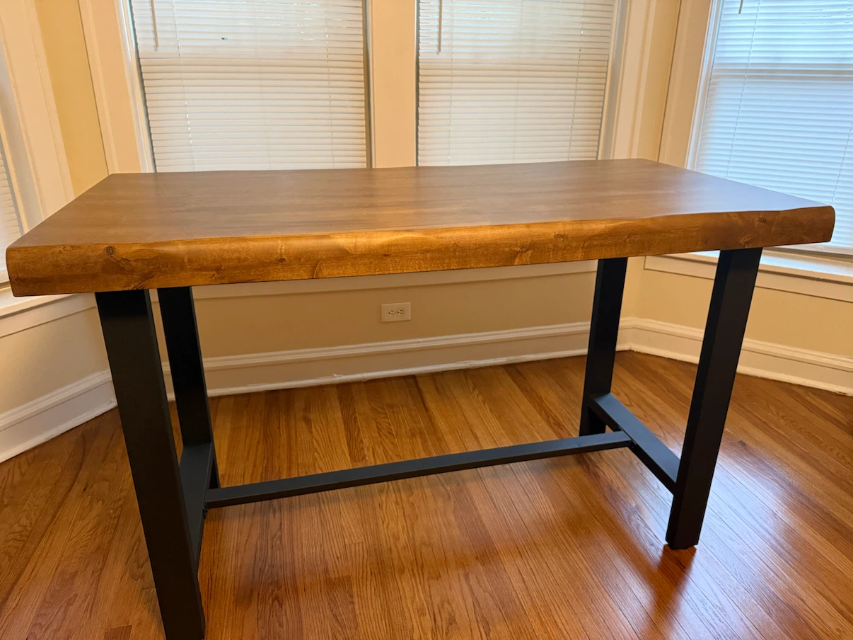 Live Edge Wood Top Table with Black Metal Legs