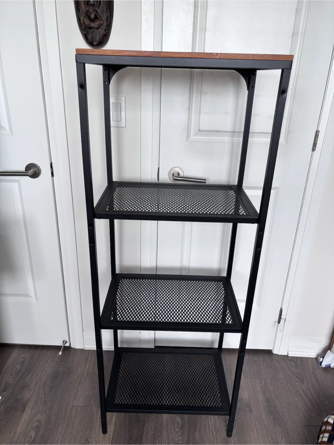 Black Metal and Wood Shelf
