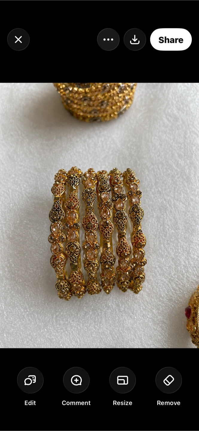 New Elegant Gold-Tone Bridal Bangles Set (6 Pieces)