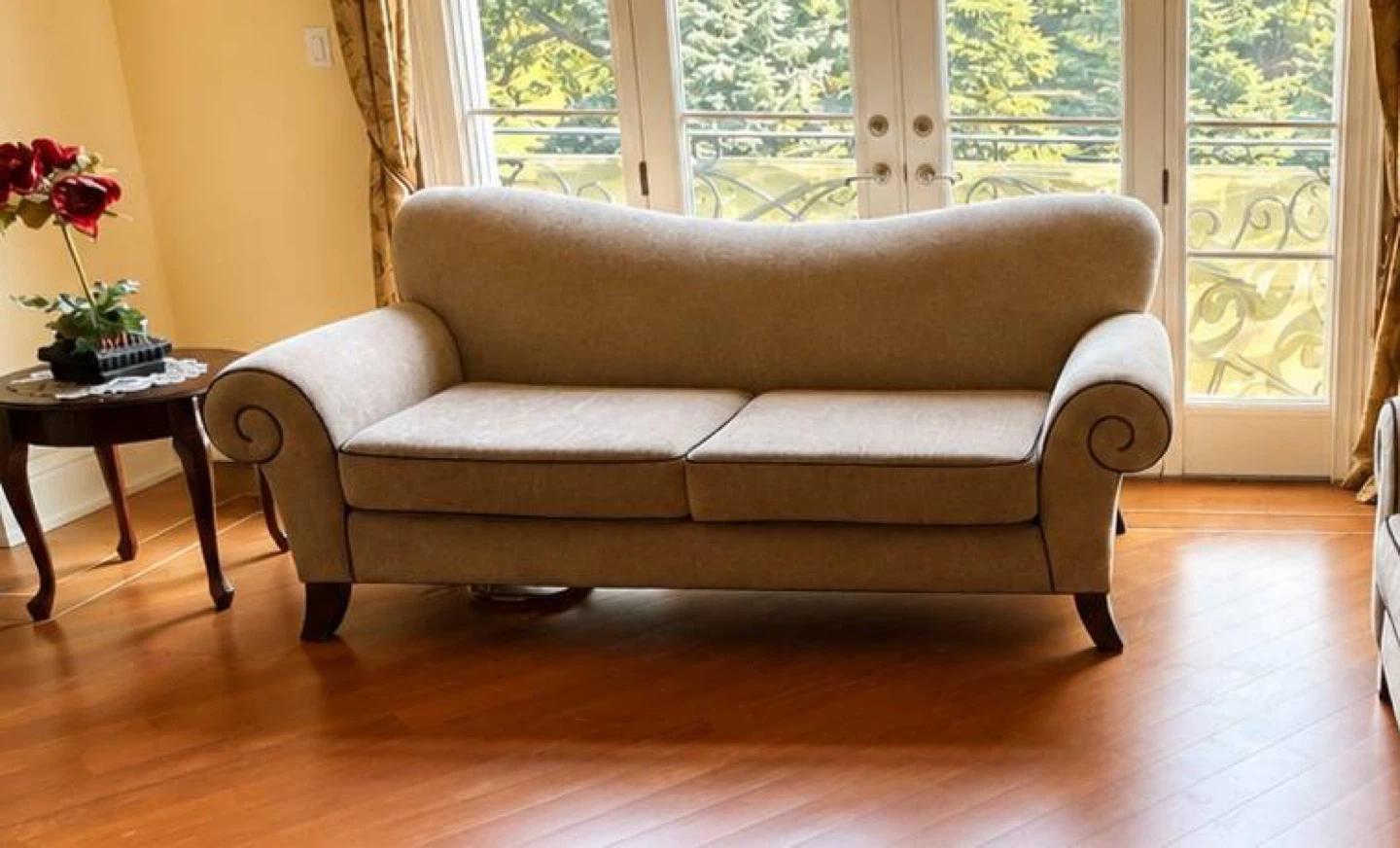 Light Beige Fabric camelback Sofa