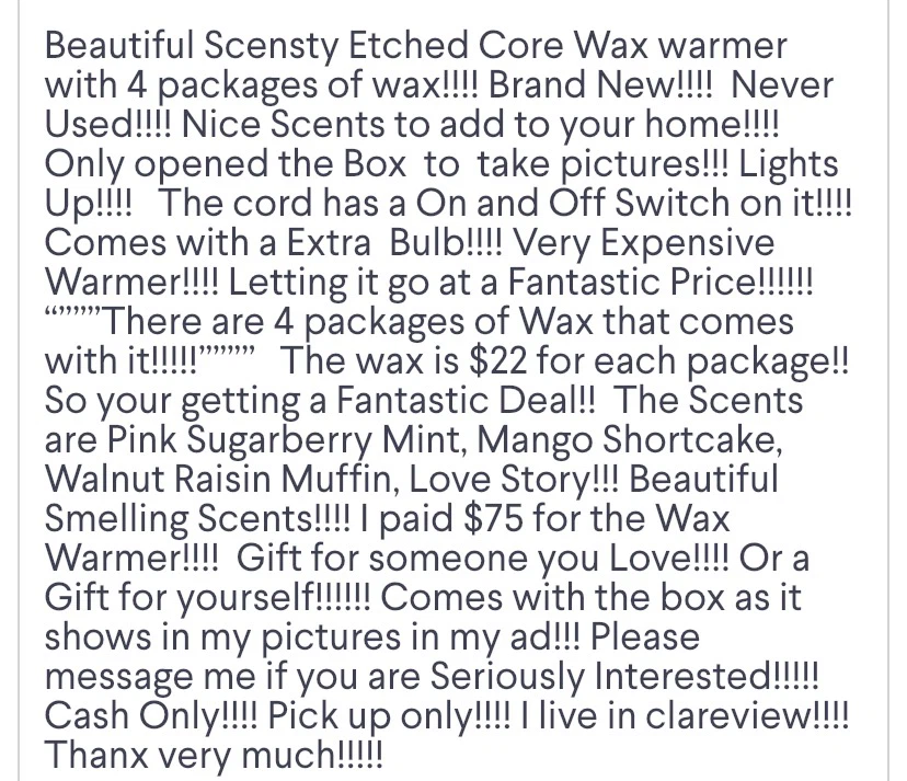 Scentsy Etched Core Wax Warmer with 4 Wax Bars - photo 2