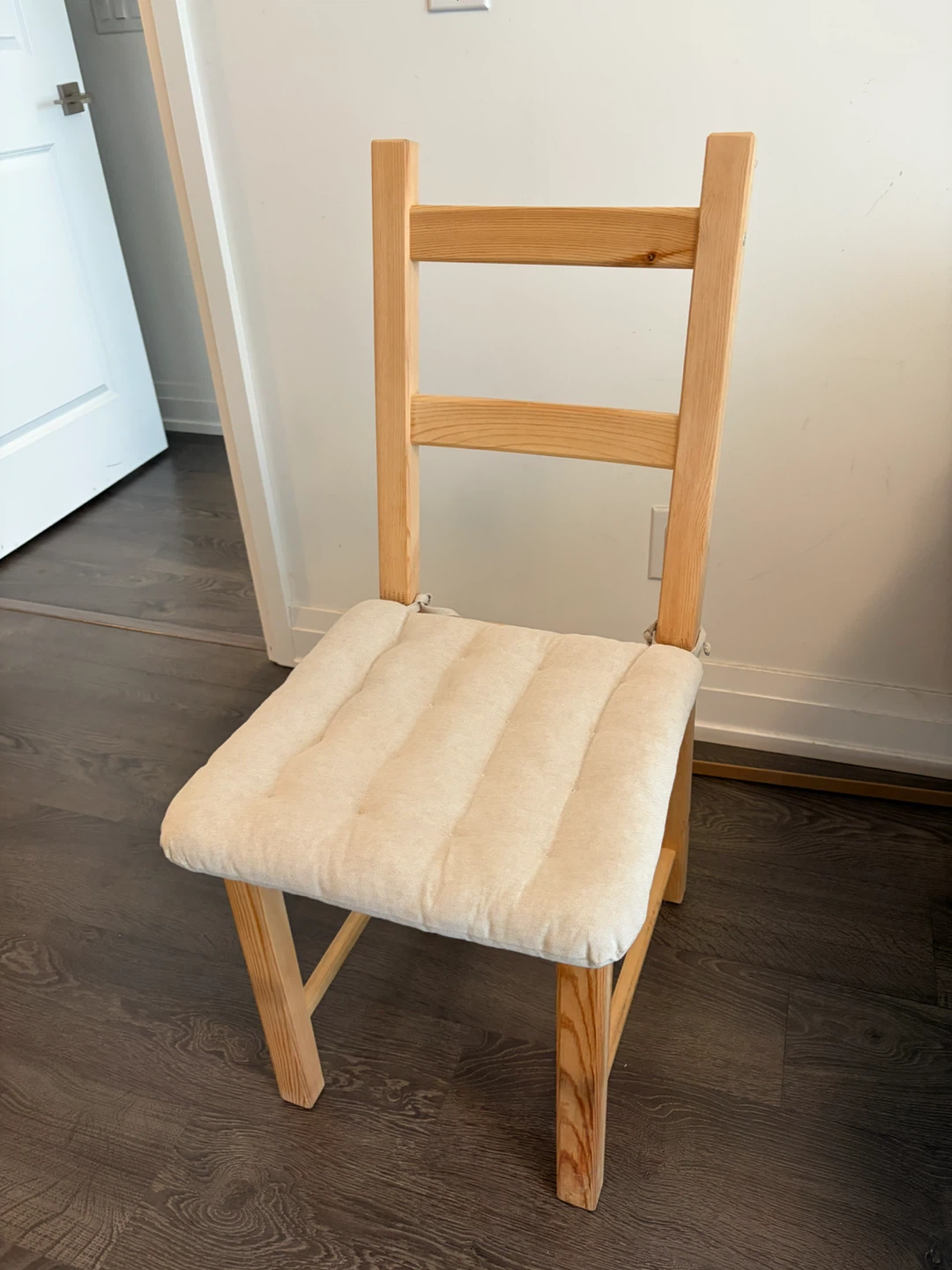 Ikea wooden dining chair with sitting cushion