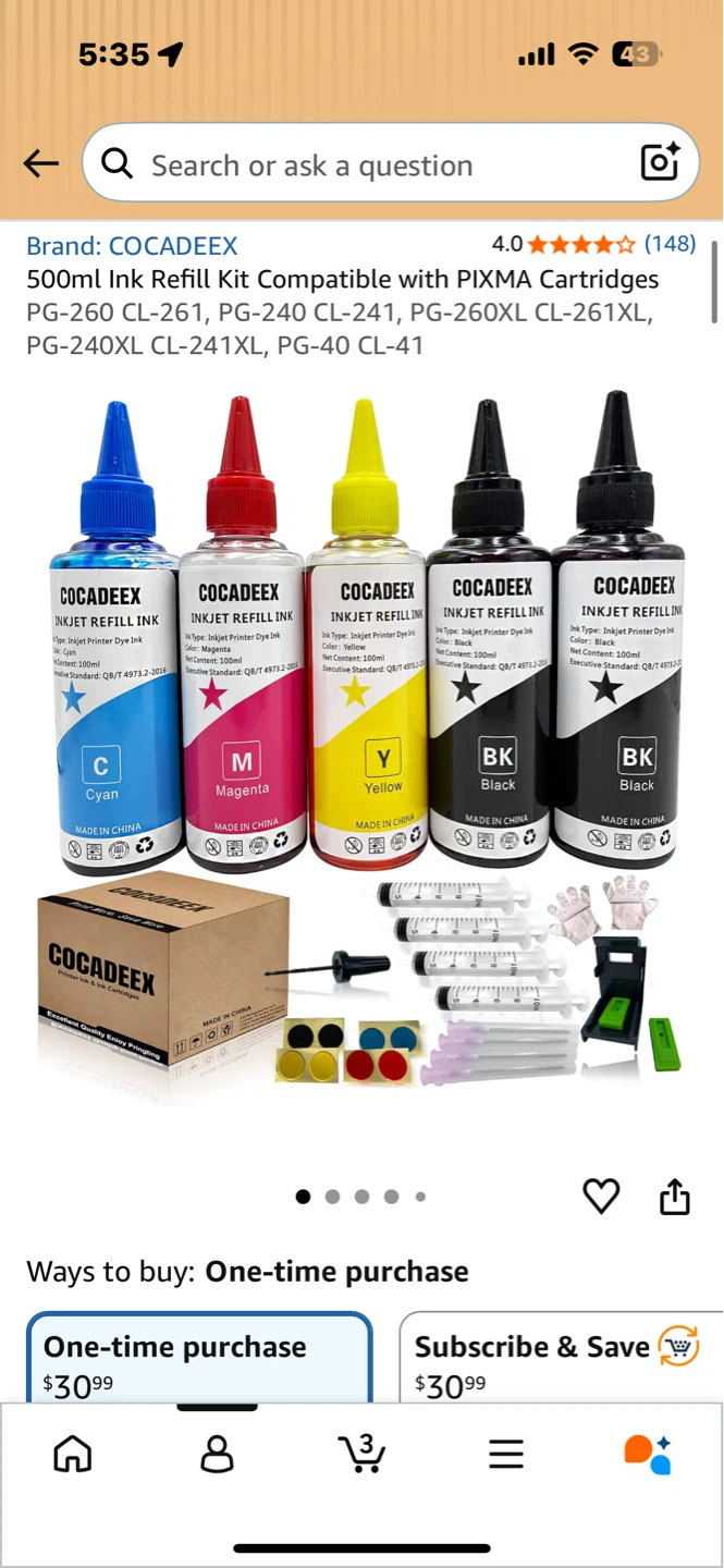 COCODEEX Ink Refill Kit compatible PIXMA cartridges