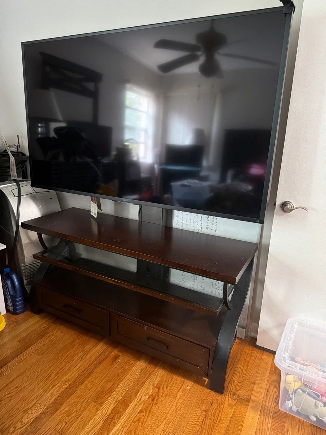 Sony TV with Dark Wood Media Stand