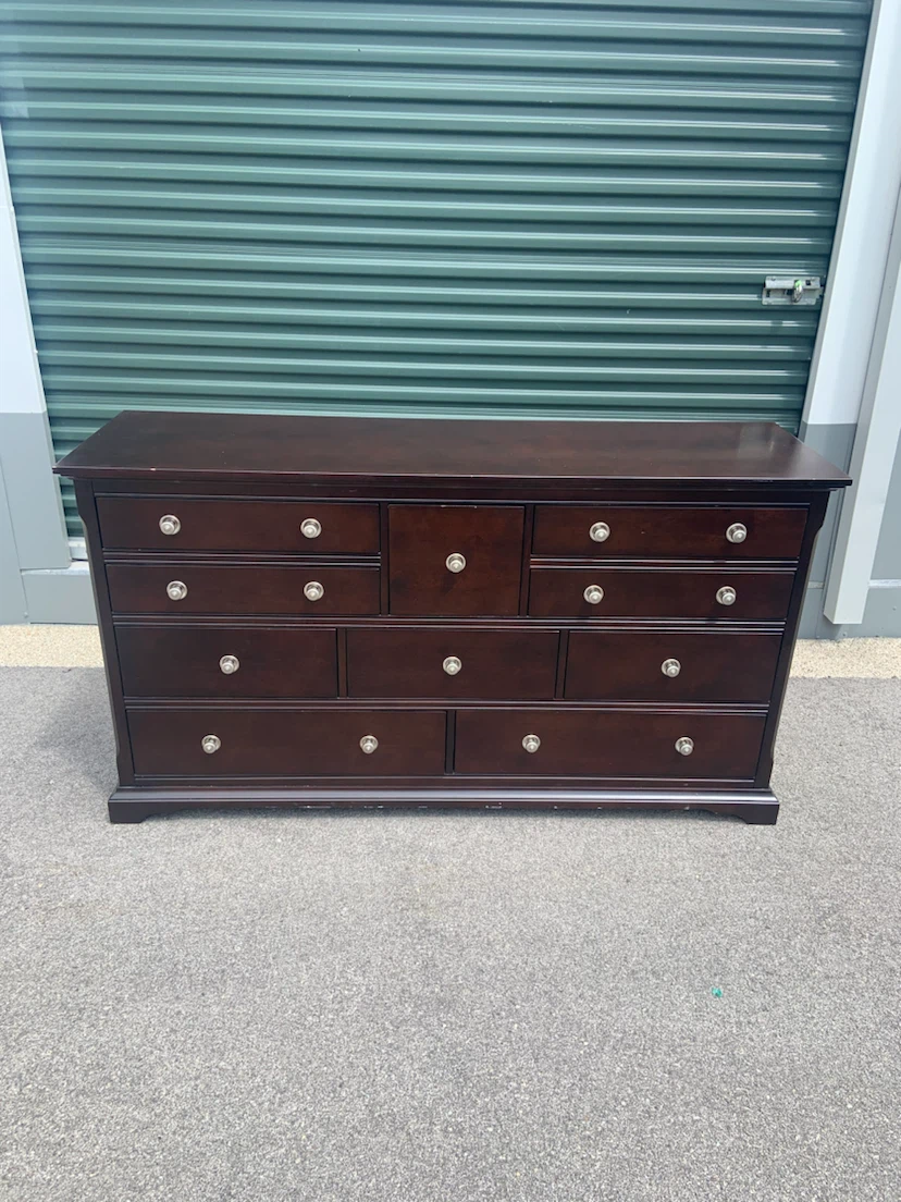 Dark Brown Dresser with 10 Drawers