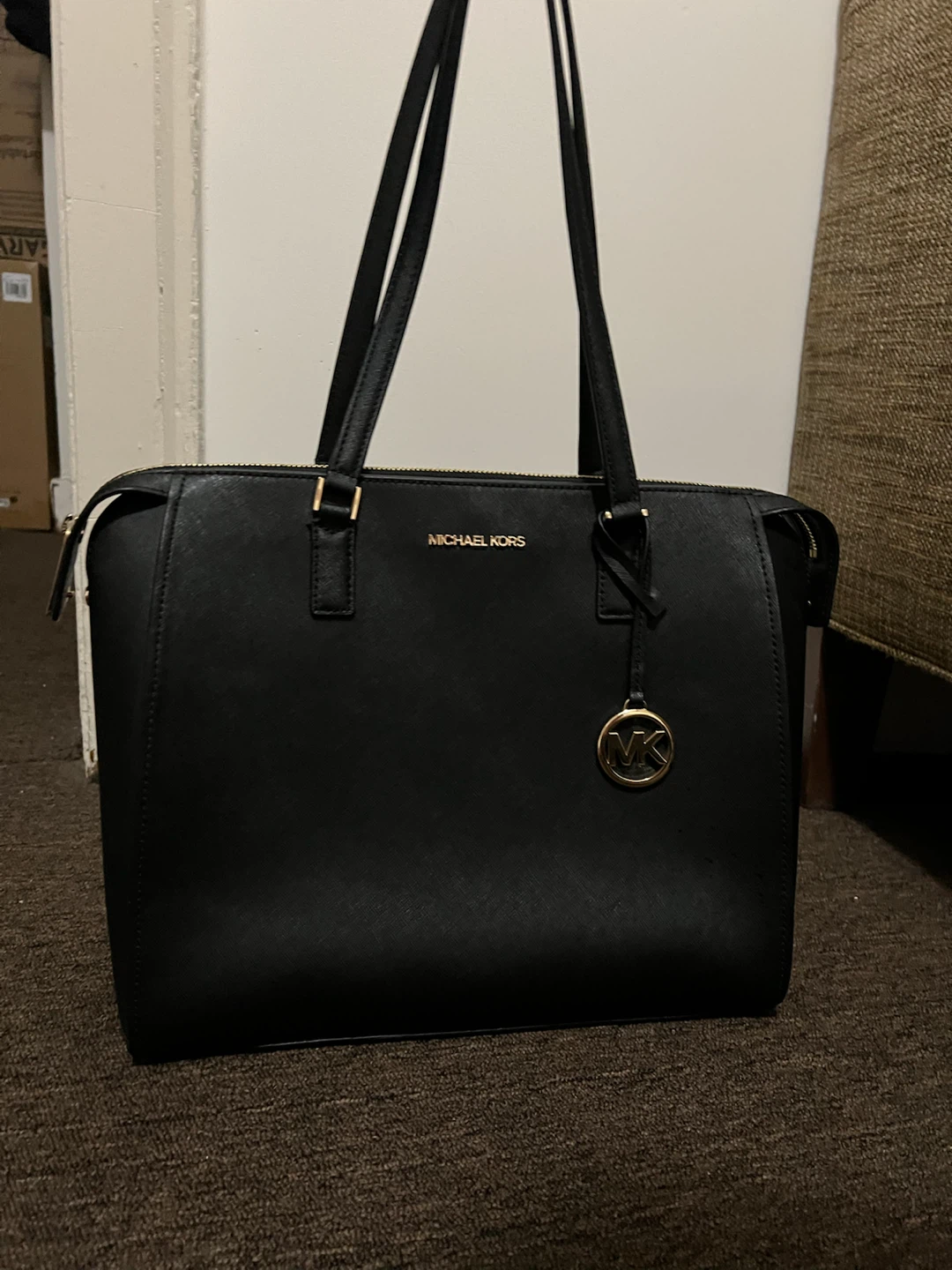 Michael Kors Black Leather Tote Bag