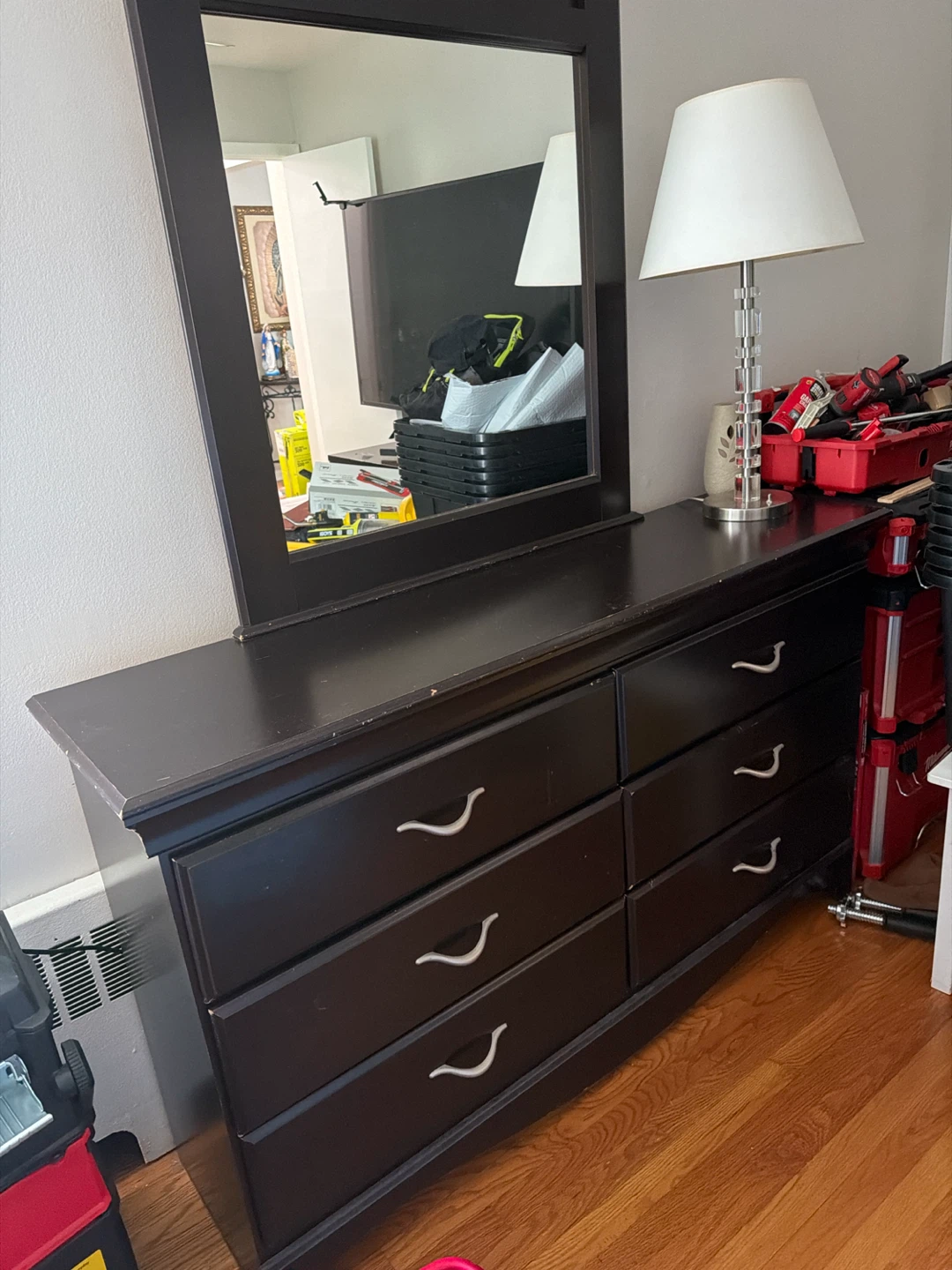 Dark Brown 6-Drawer Dresser with Mirror - photo 3