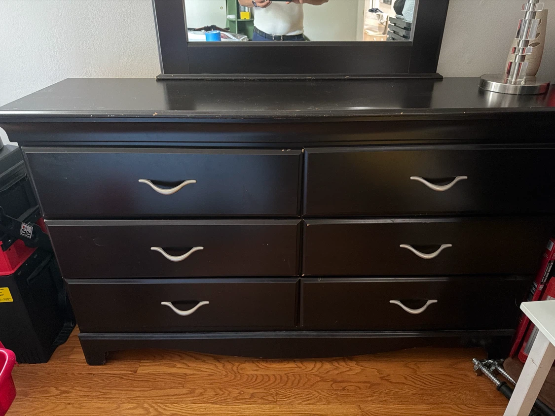 Dark Brown 6-Drawer Dresser with Mirror - photo 5