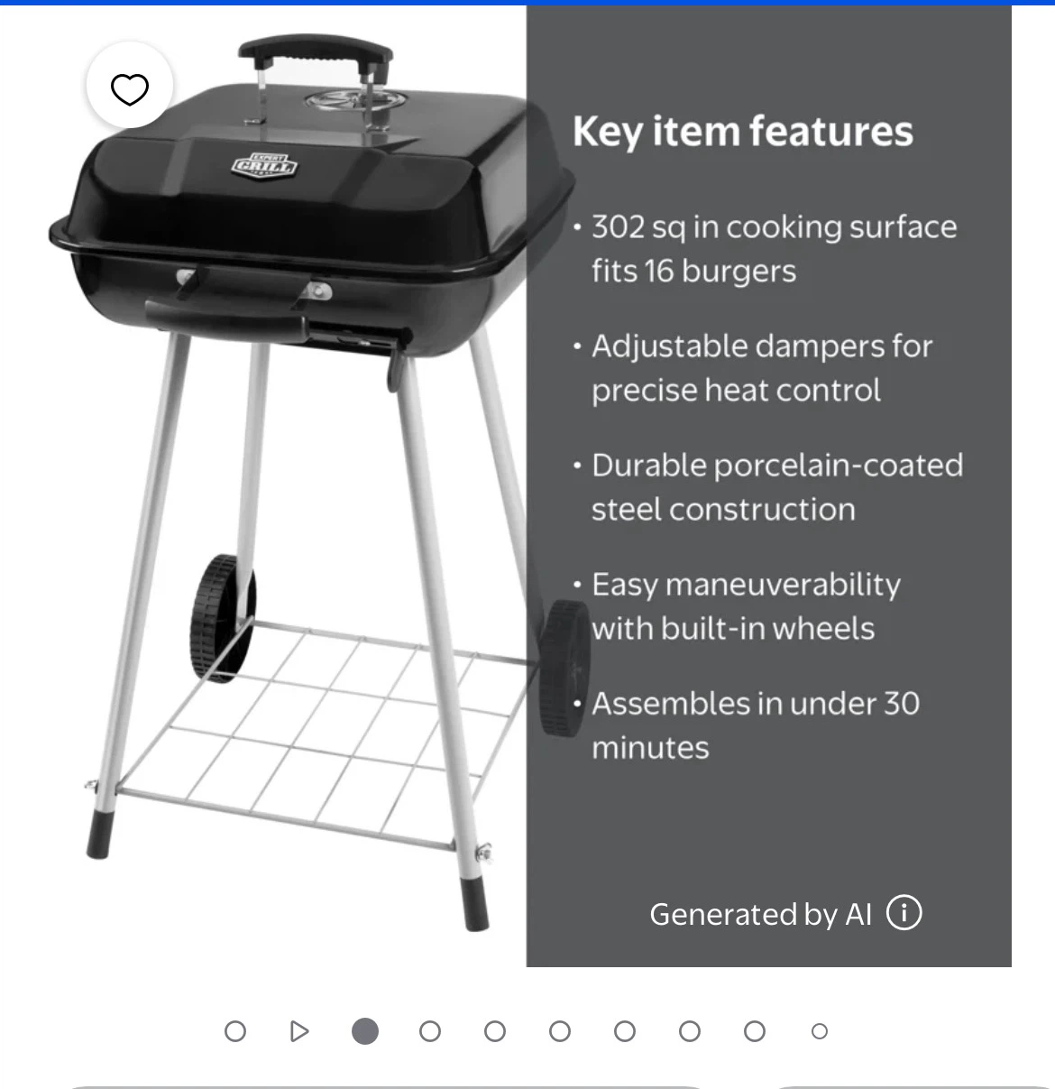 Expert Grill 302 sq in Cooking Surface Portable Charcoal Grill