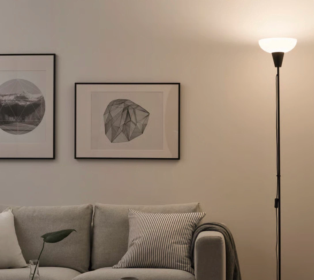 Pair of Black Floor Lamps with White Shades - photo 5