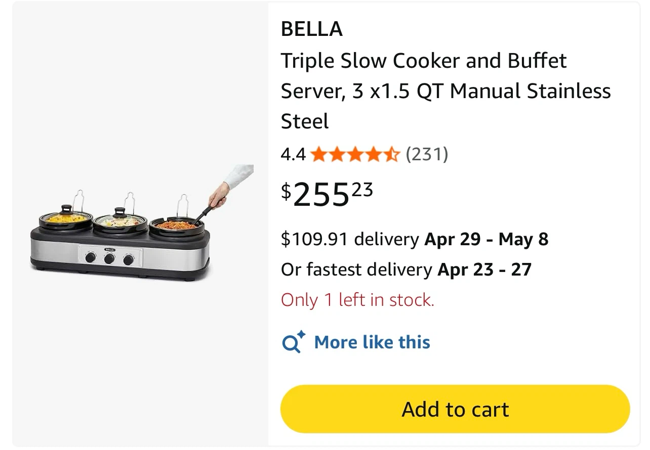 BELLA Triple Slow Cooker Buffet & Serve - photo 4