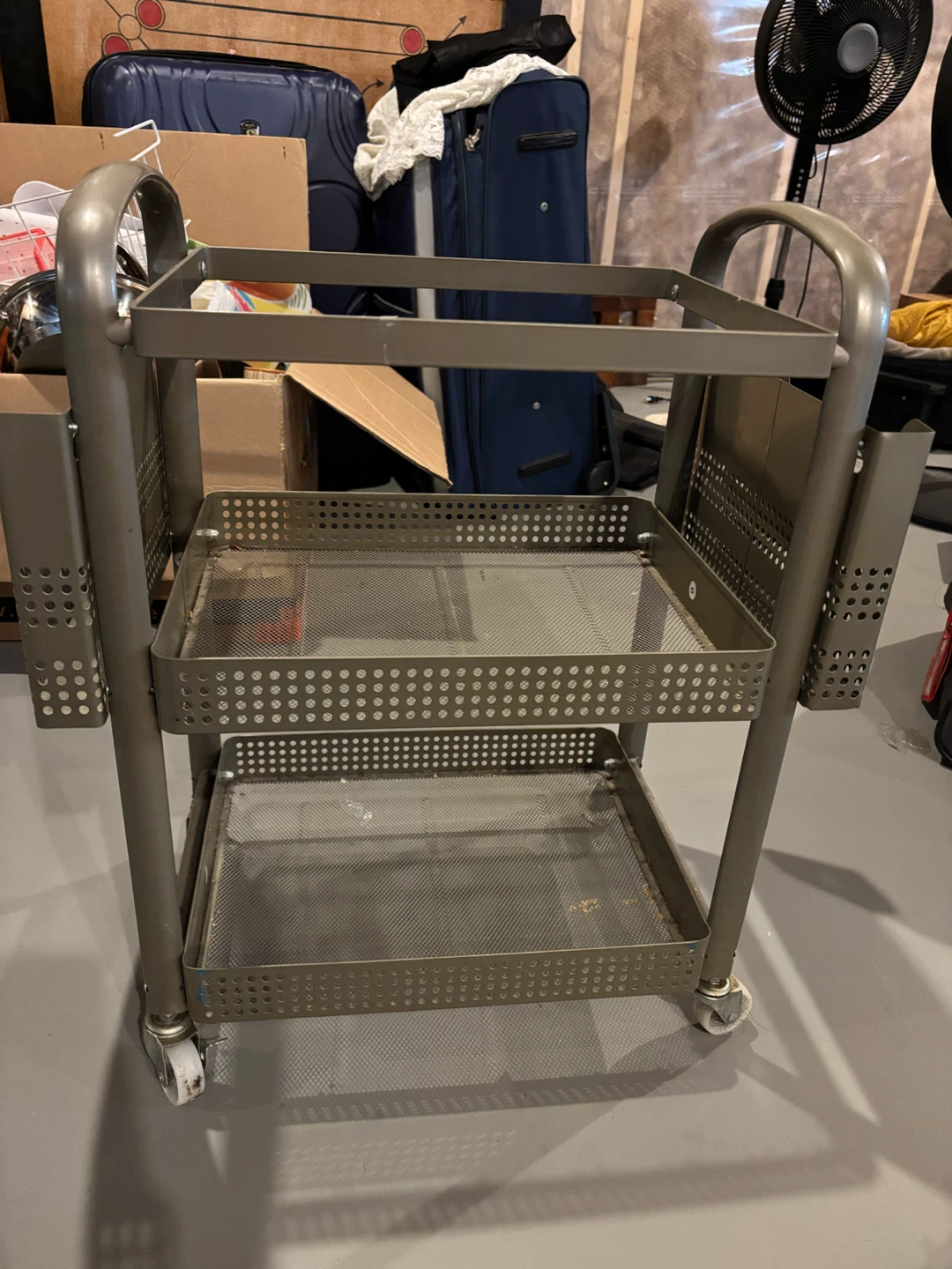 Grey 3-Tier Rolling Utility Cart
