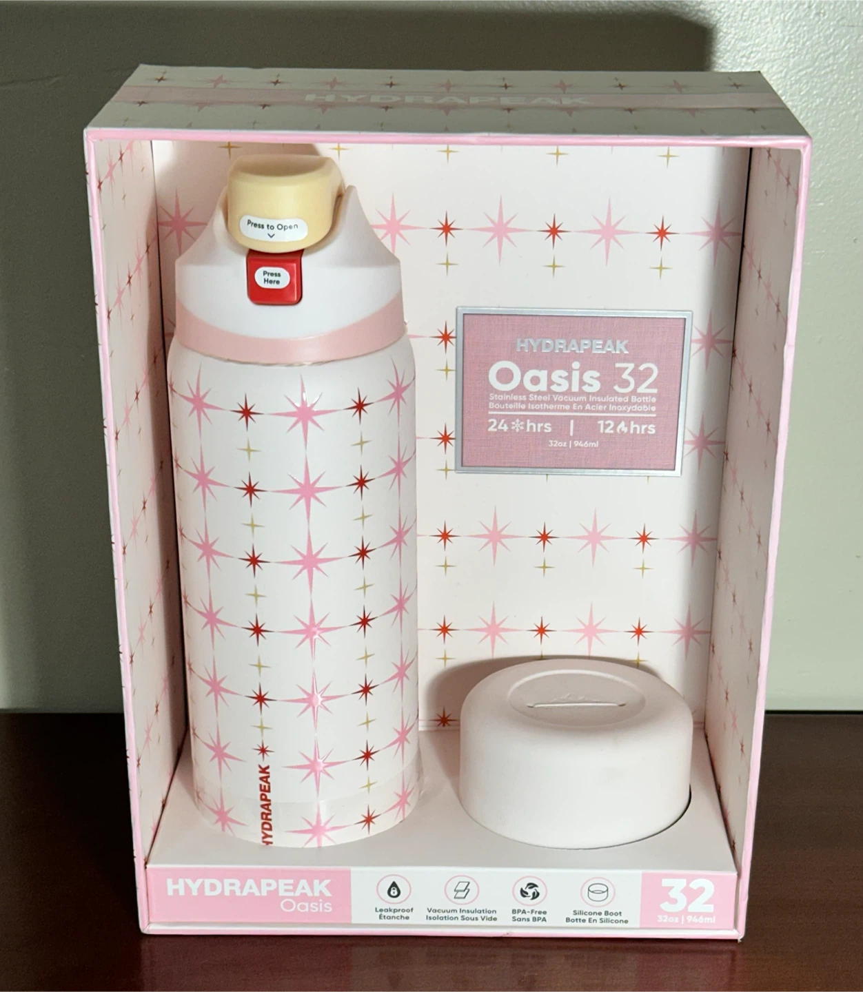 Hydrapeak Oasis 32 Stainless Steel Bottle - Whisper Pink