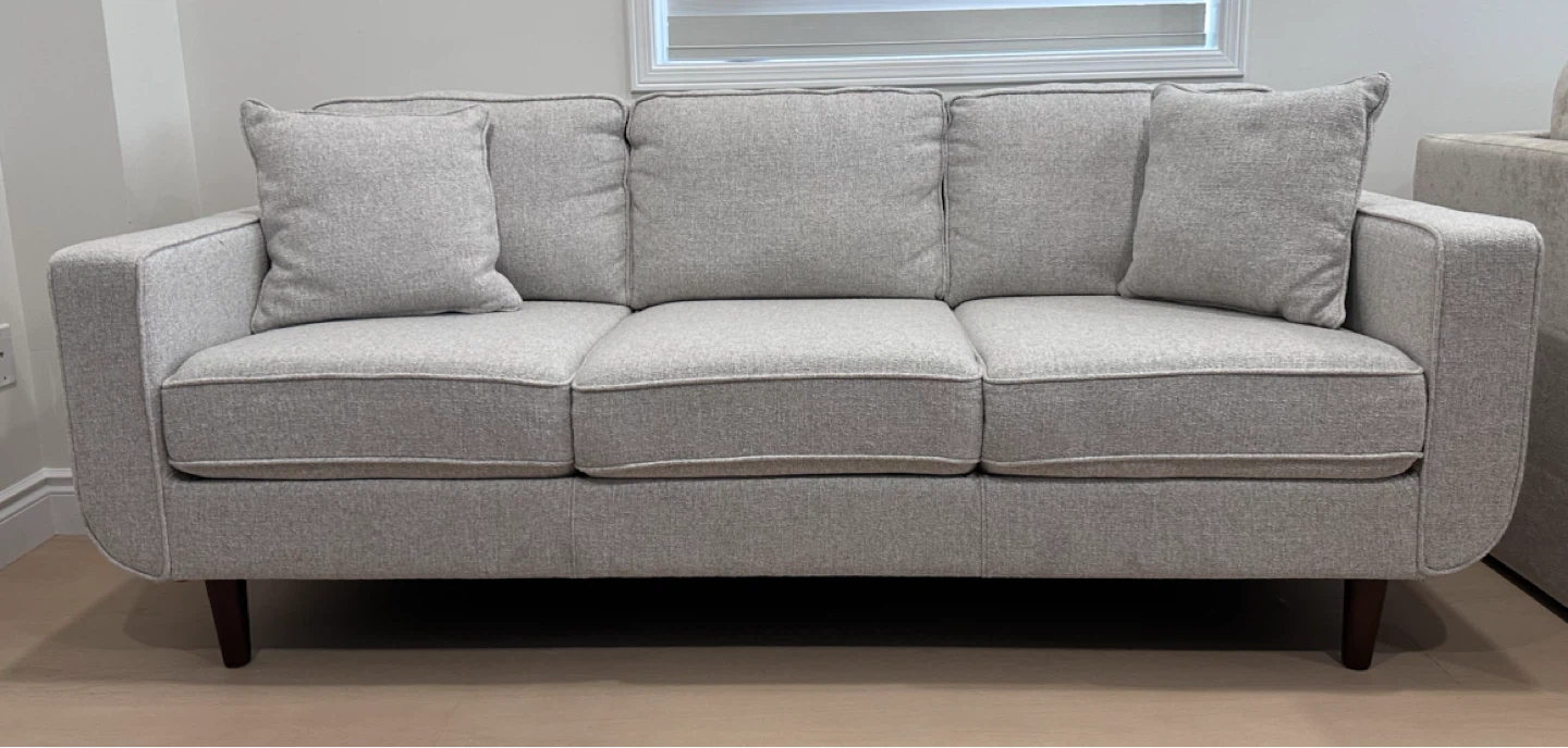 Light Grey Sofa with Throw Pillows