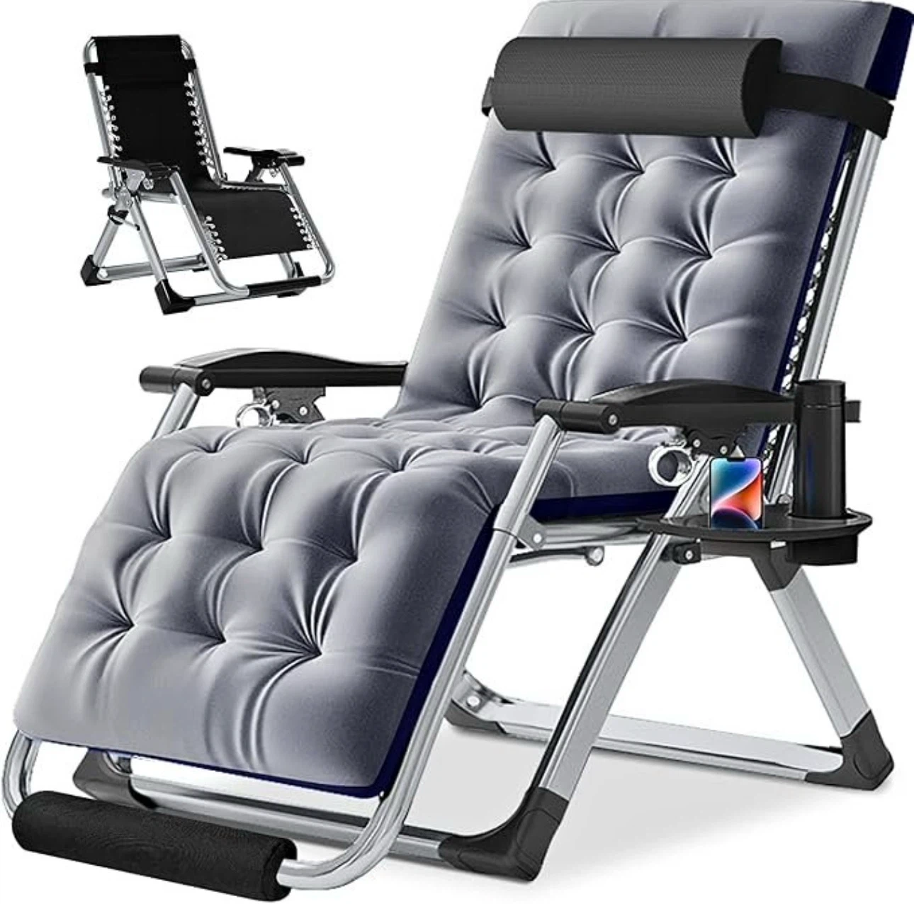 Grey Padded Zero Gravity Chair