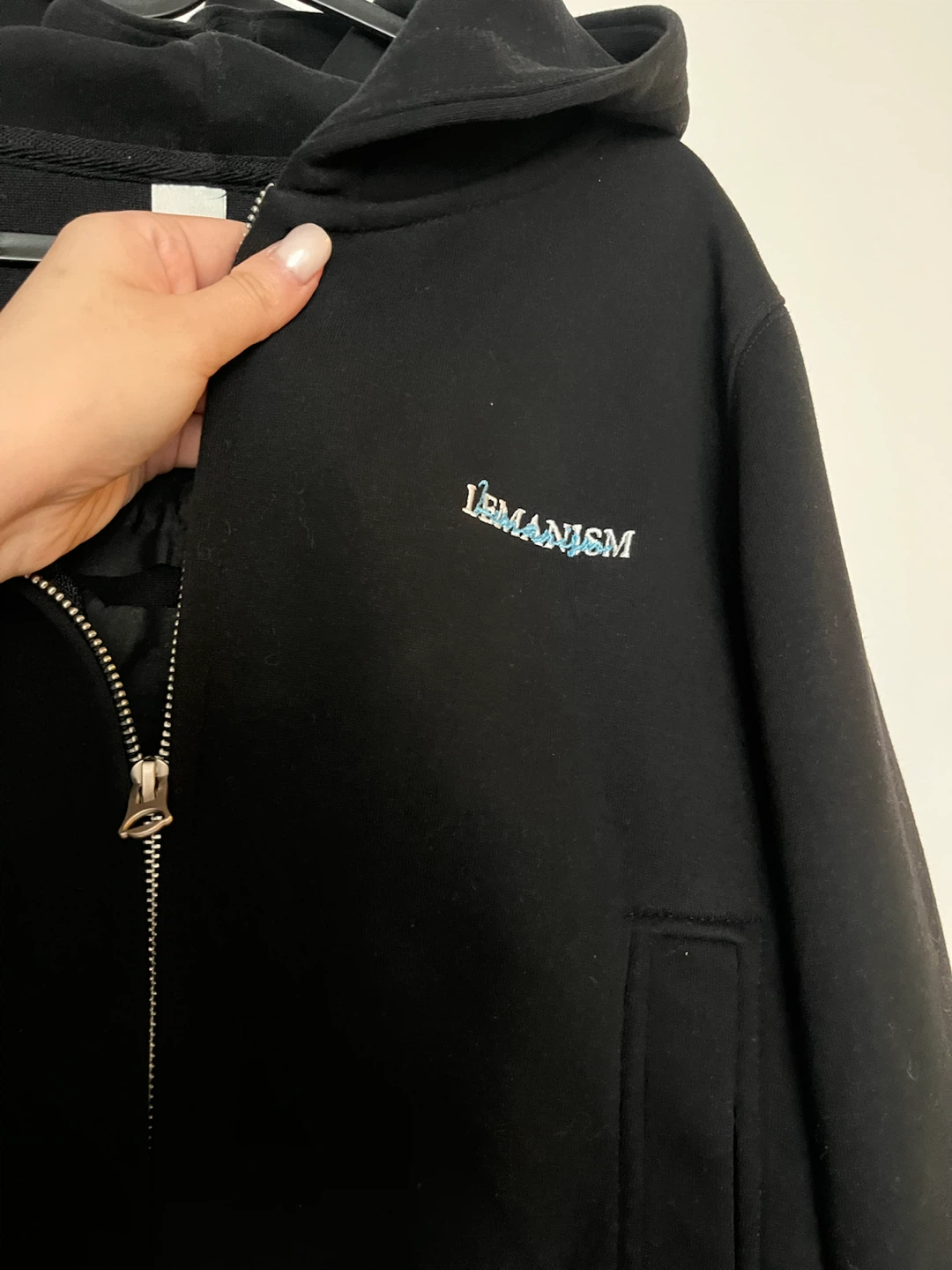 LEMANISM Black Zip-Up Hoodie - Wagging Tail Puppy Graphic - photo 2