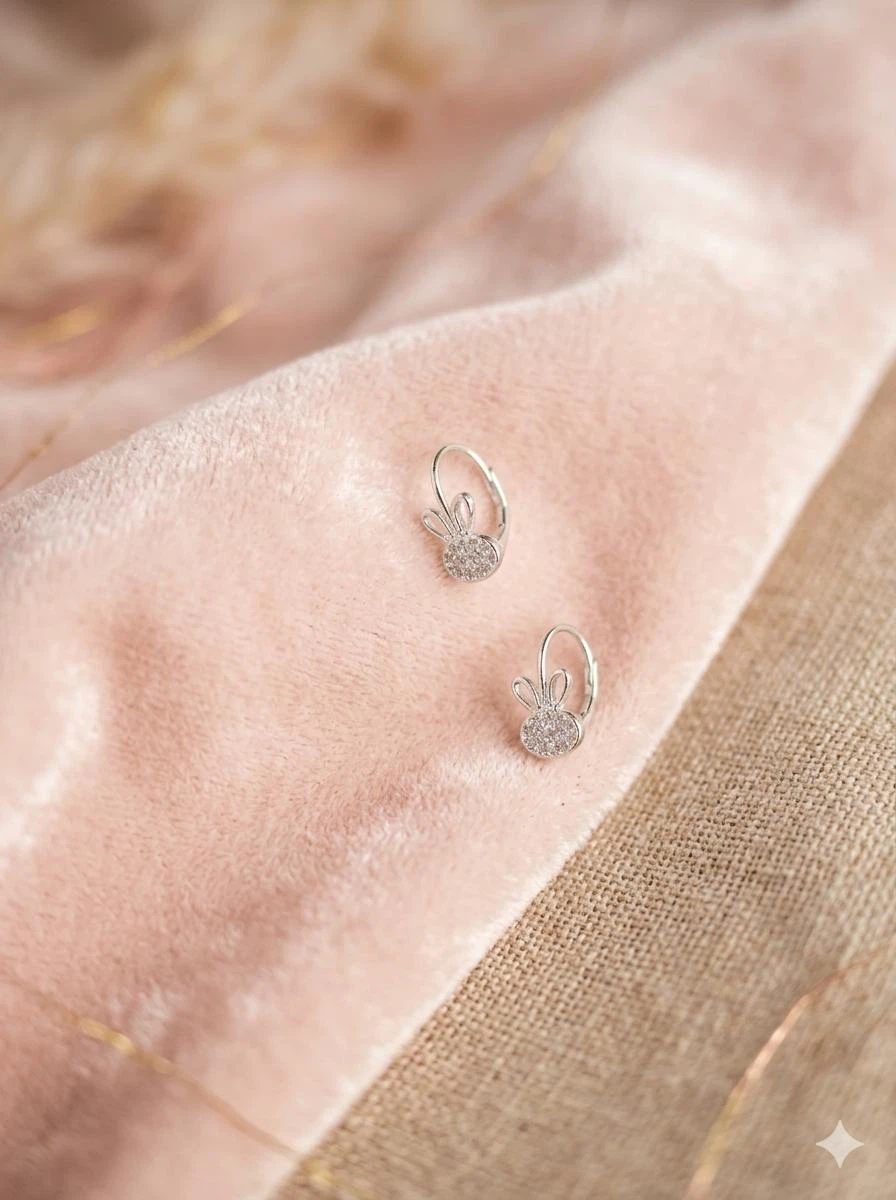 Sparkly Bunny Hoop Earrings