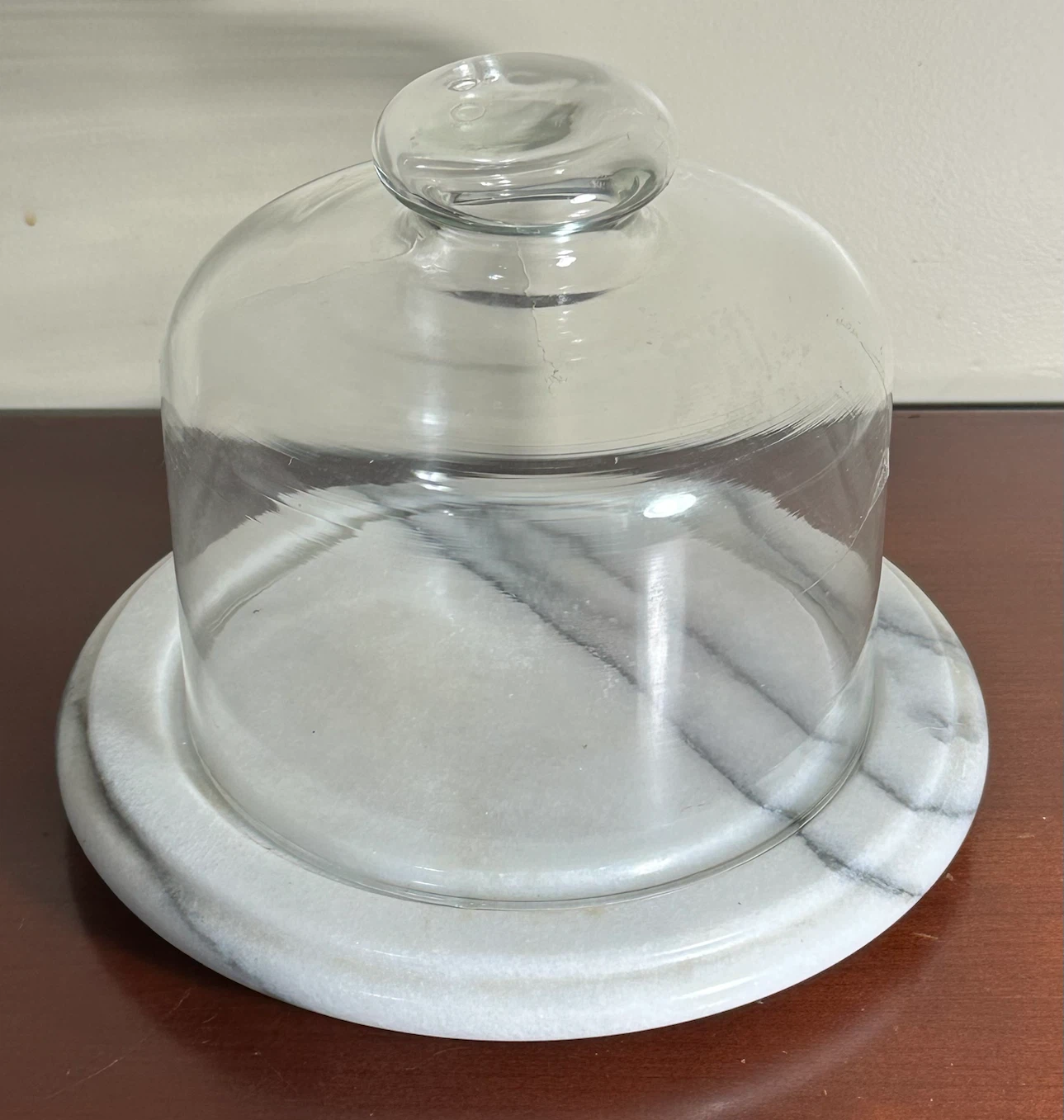 Marble Cheese Board Cloche with Glass Dome