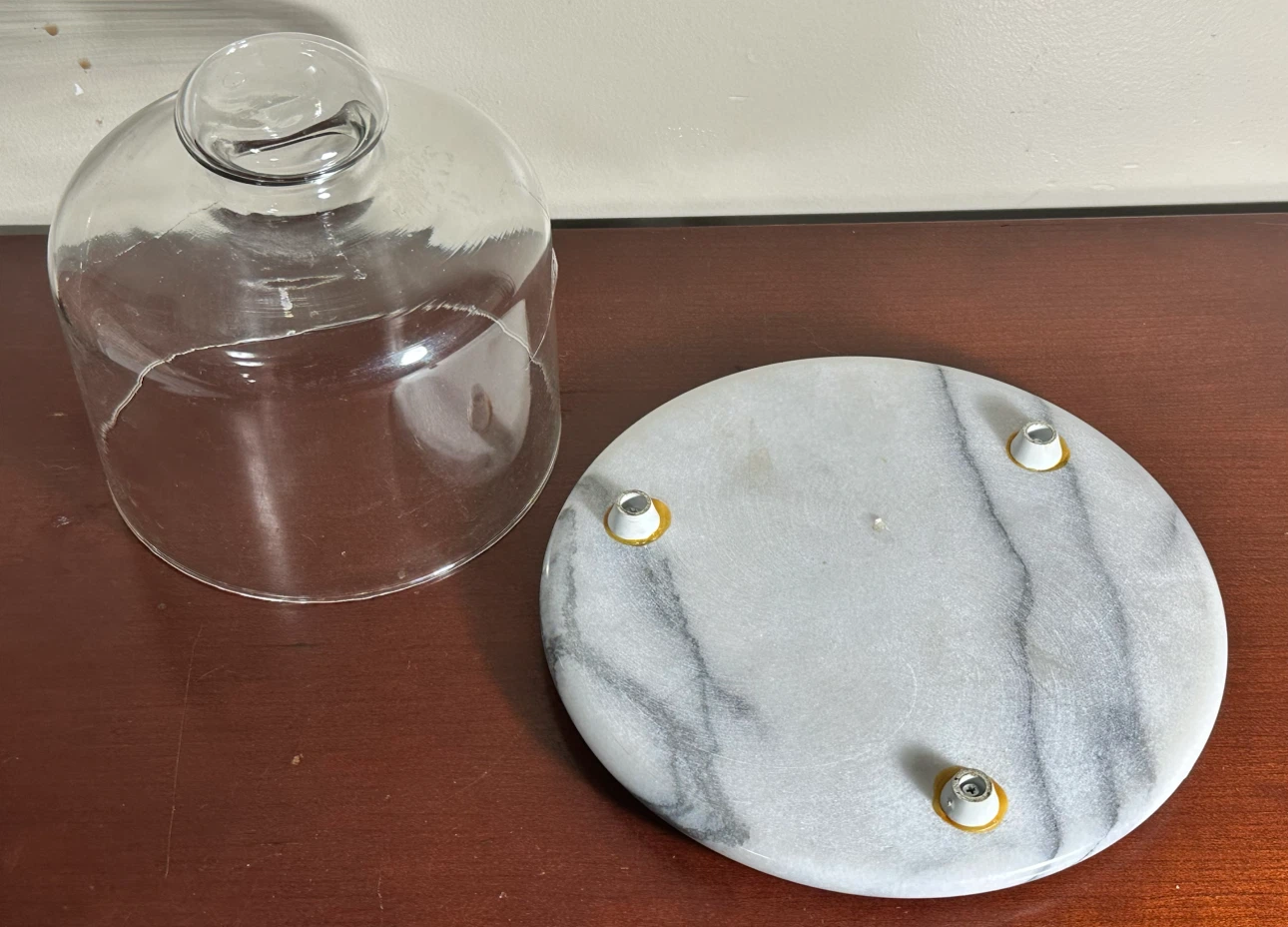 Marble Cheese Board Cloche with Glass Dome - photo 2
