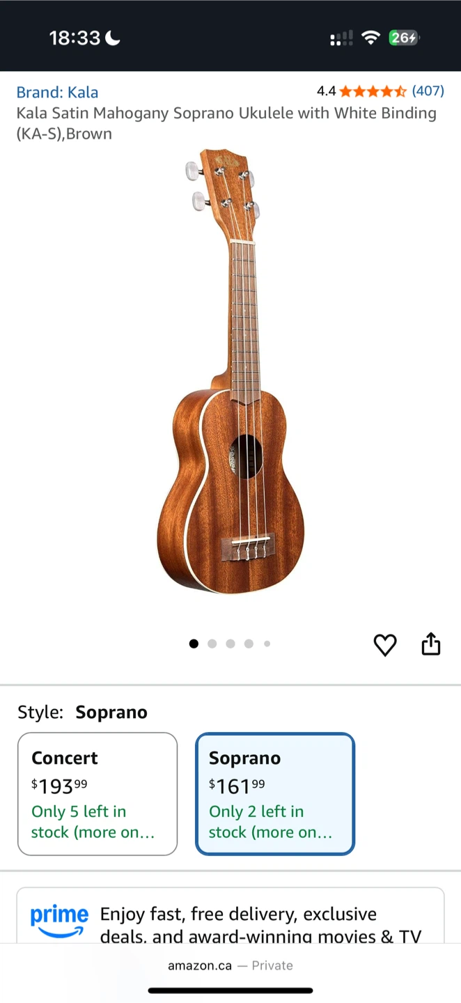 Kala Satin Mahogany Soprano Ukulele with White Binding (KA-S) - photo 4