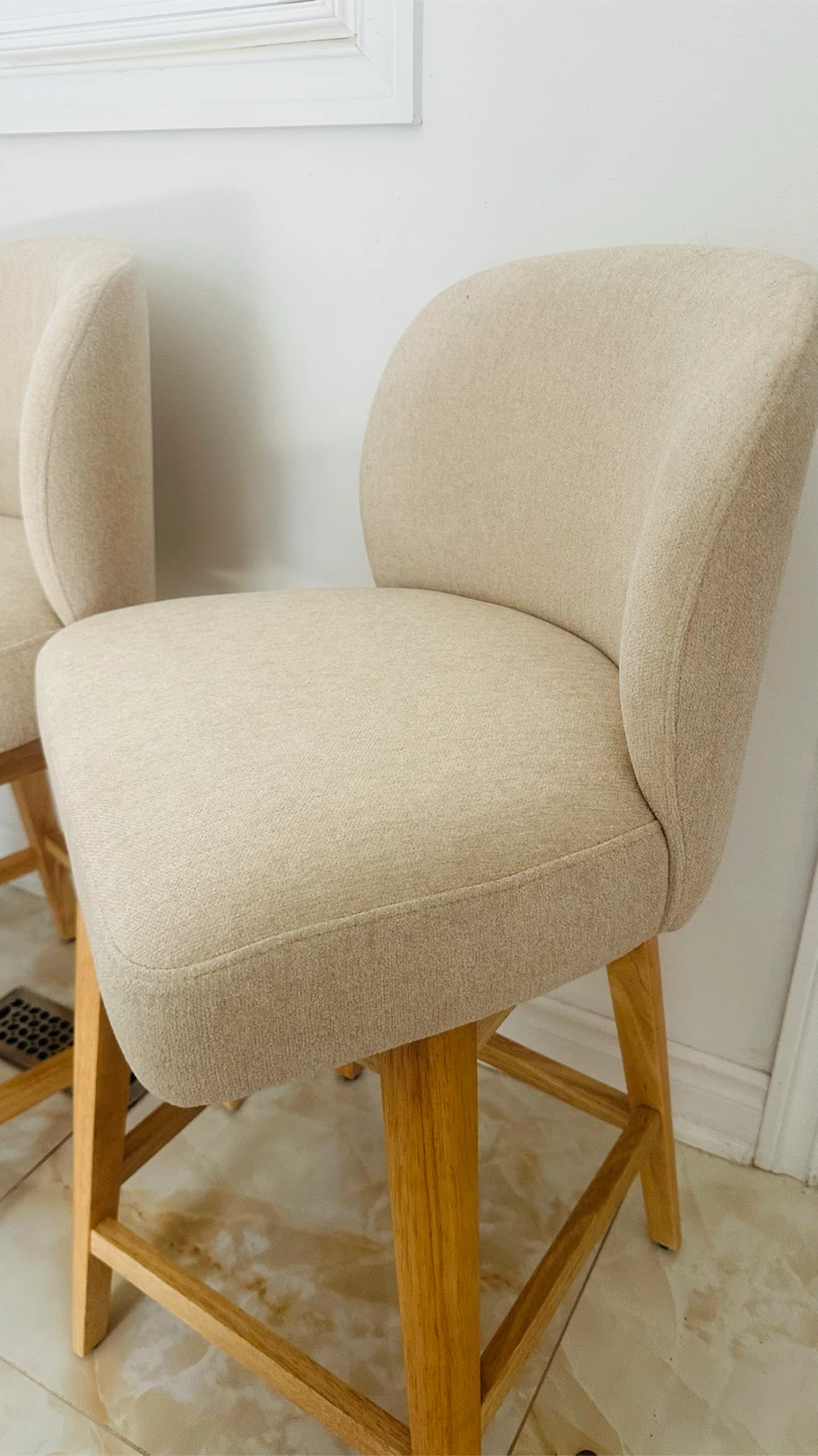 New Set of 2 Beige Swivel Bar Stools - photo 2