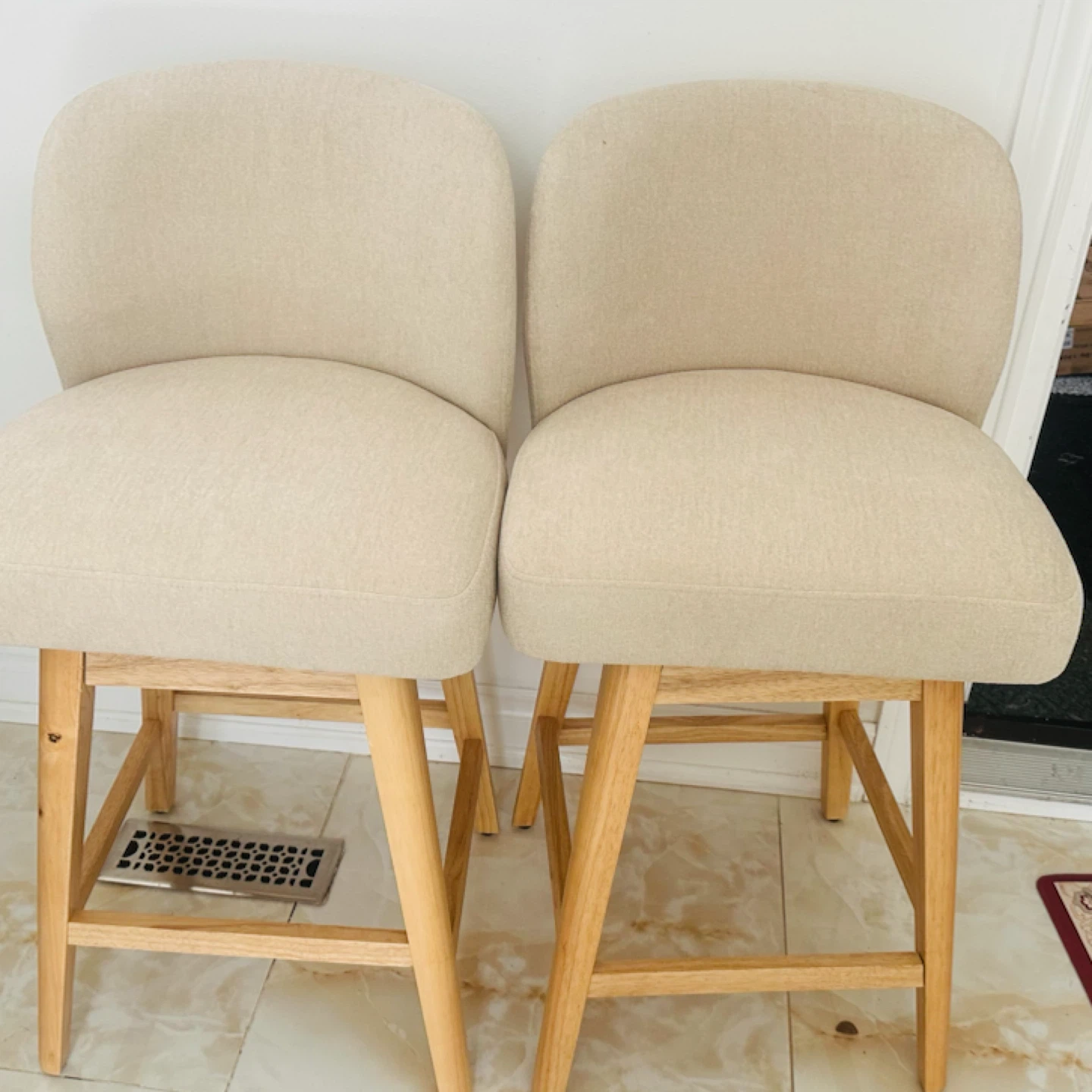 New Set of 2 Beige Swivel Bar Stools - photo 4