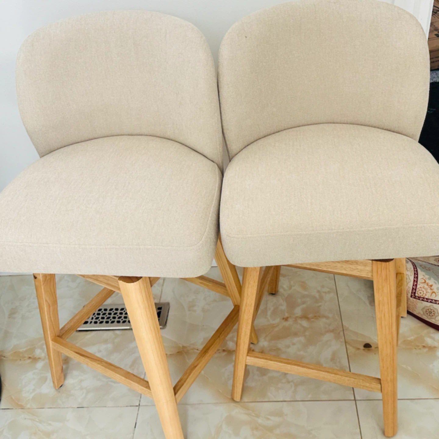 New Set of 2 Beige Swivel Bar Stools - photo 5