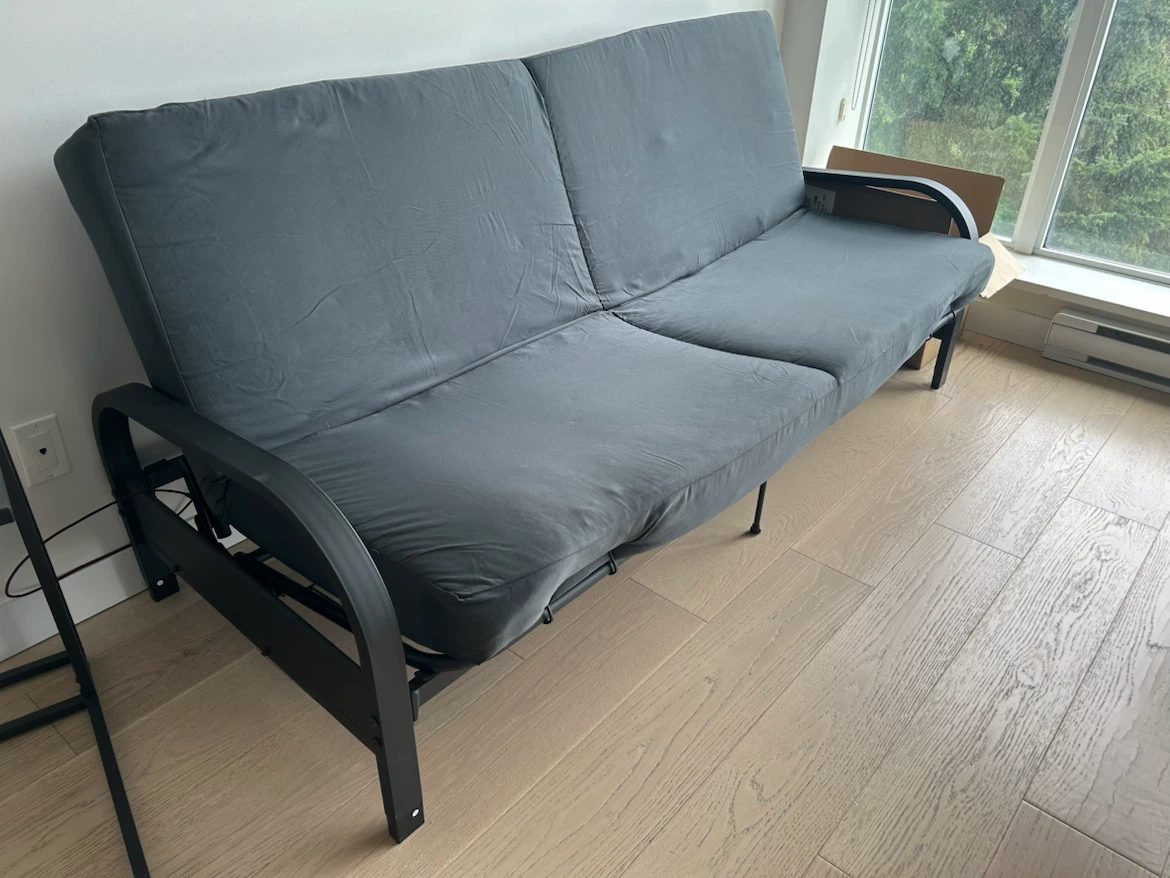 Mainstays Metal Arm Futon, Black Frame with Grey Mattress - photo 2