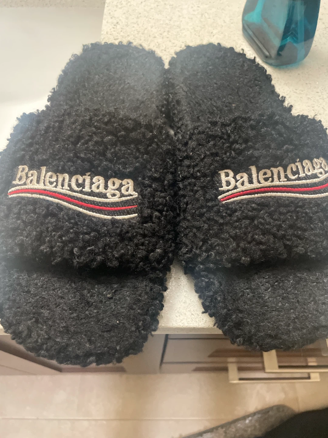 Balenciaga Black Fleece Slides