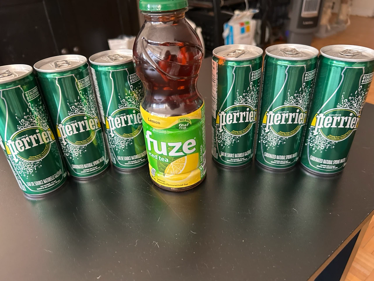 Perrier Carbonated Water and Fuze Iced Tea