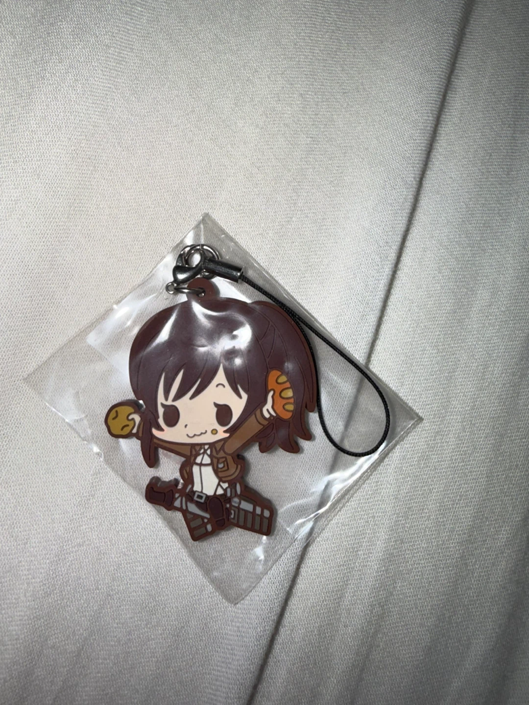 Attack on Titan Sasha rubber keychain and Mikasa pin