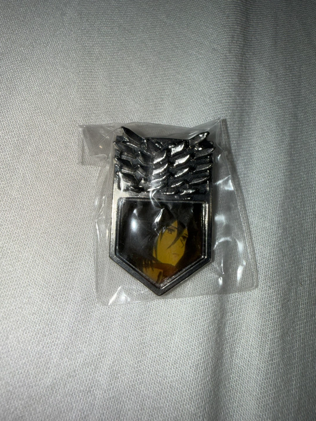Attack on Titan Sasha rubber keychain and Mikasa pin - photo 2