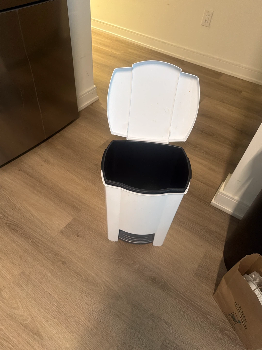 White Step Trash Can