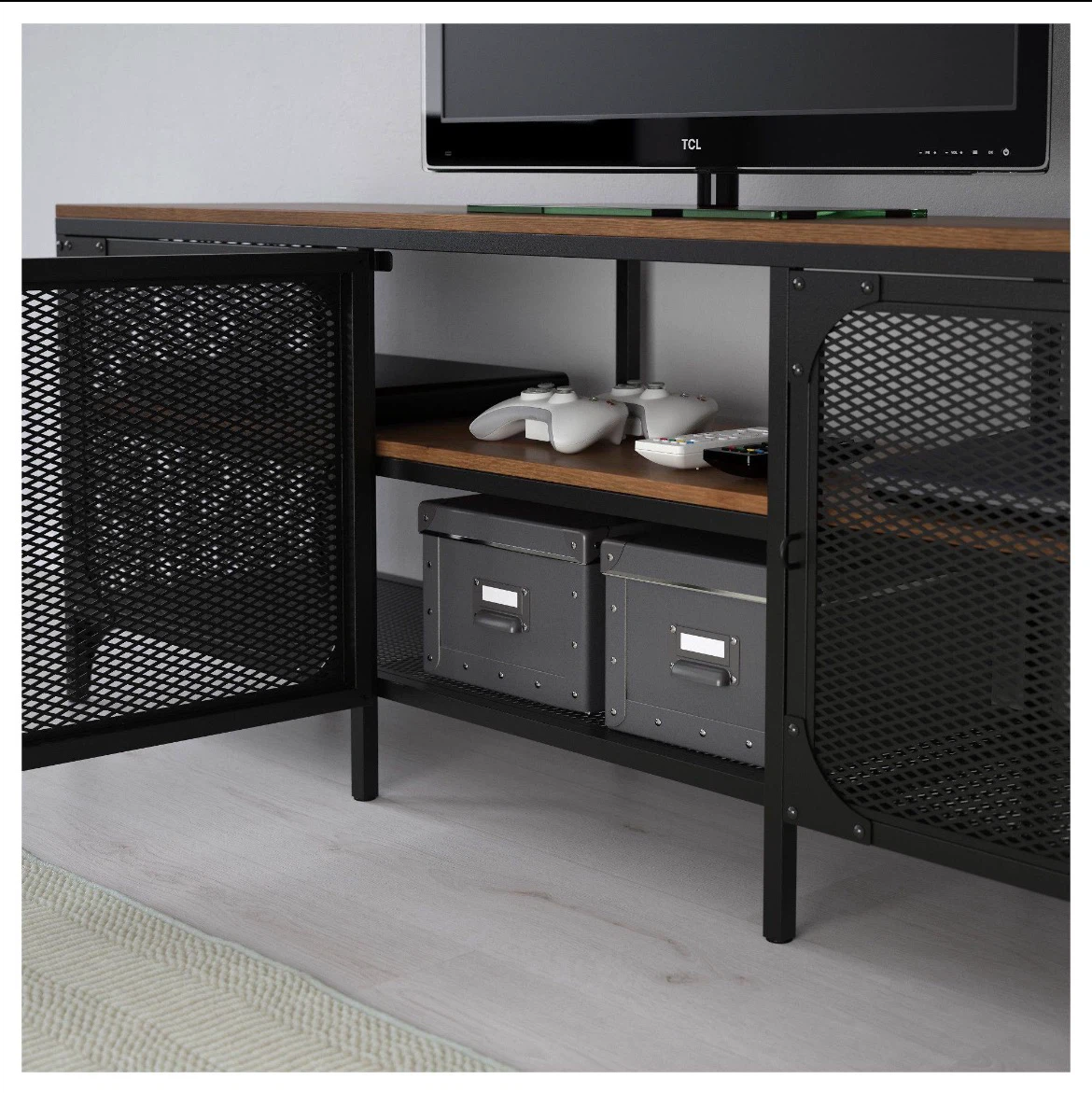 TV Stand with Black Mesh Doors - photo 2